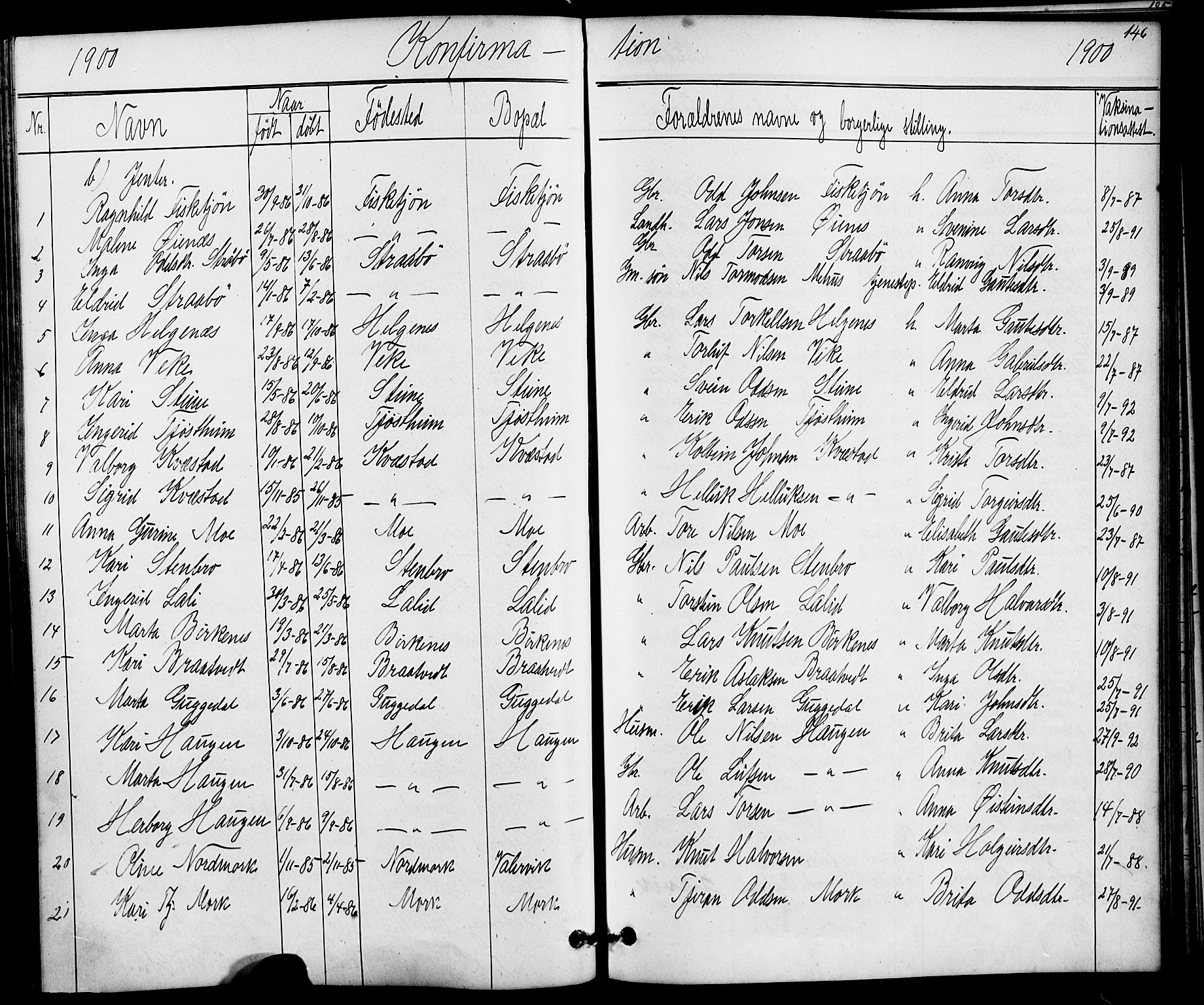 Suldal sokneprestkontor, SAST/A-101845/01/V/L0005: Parish register (copy) no. B 5, 1885-1916, p. 146