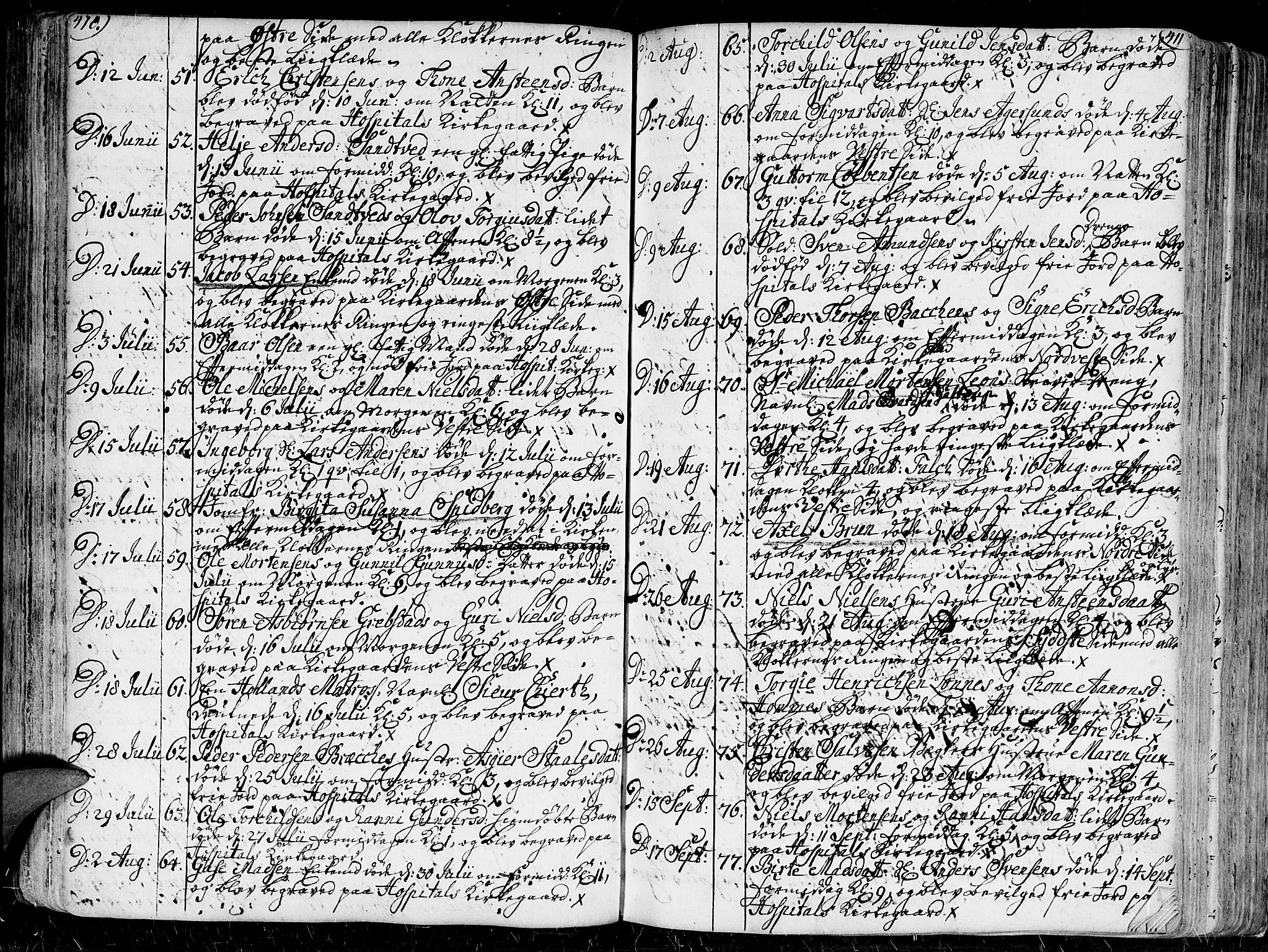 Kristiansand domprosti, AV/SAK-1112-0006/F/Fa/L0001: Parish register (official) no. A 1, 1734-1793, p. 410-411