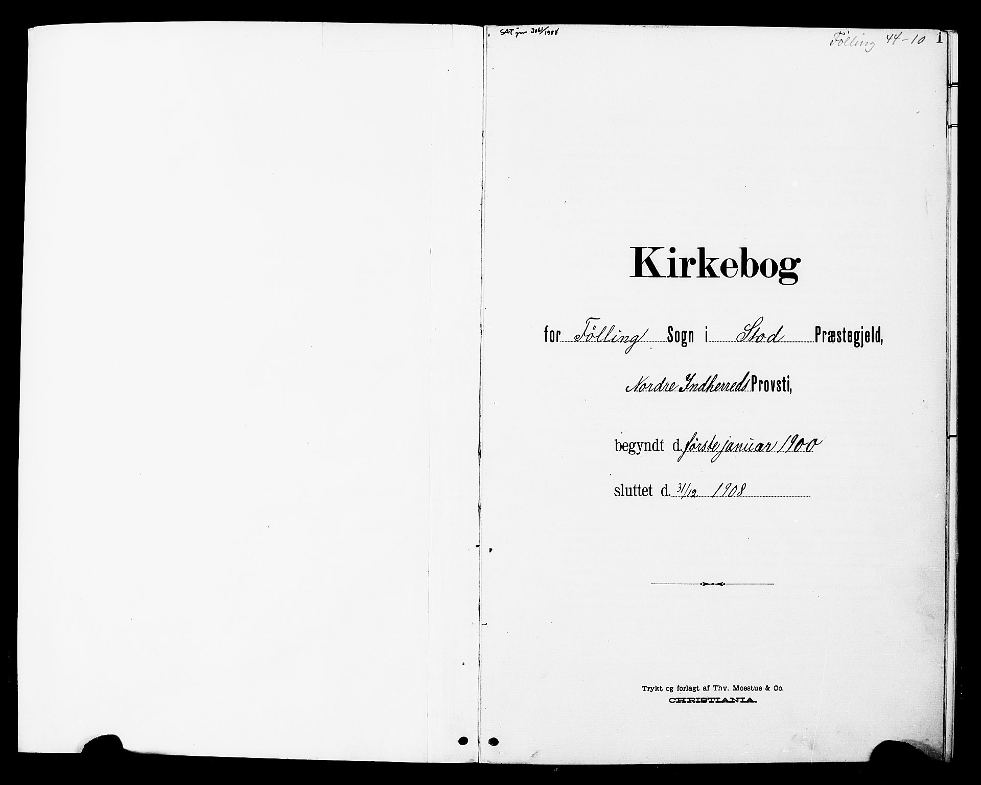 Ministerialprotokoller, klokkerbøker og fødselsregistre - Nord-Trøndelag, SAT/A-1458/748/L0464: Parish register (official) no. 748A01, 1900-1908, p. 1