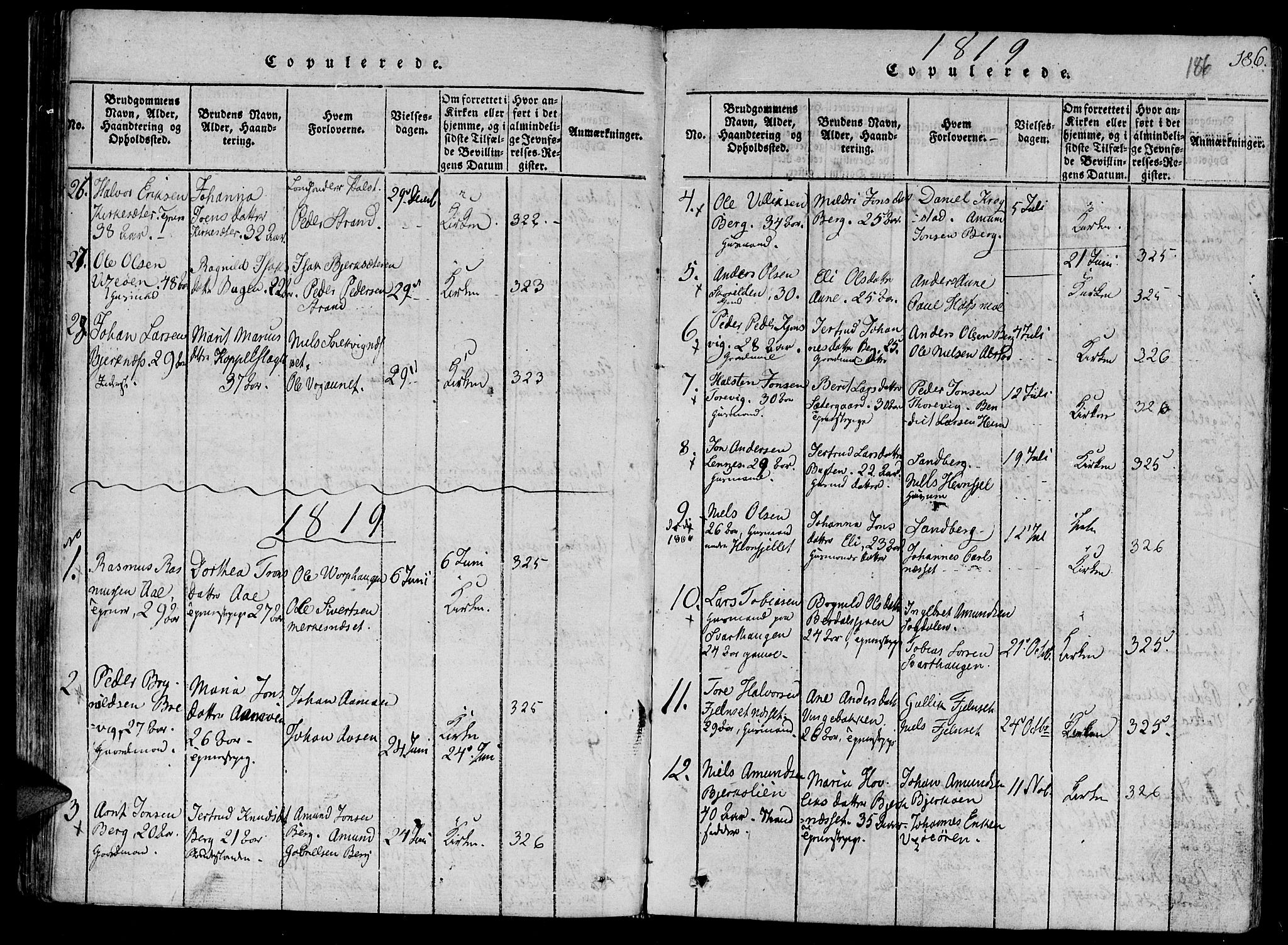 Ministerialprotokoller, klokkerbøker og fødselsregistre - Sør-Trøndelag, SAT/A-1456/630/L0491: Parish register (official) no. 630A04, 1818-1830, p. 186