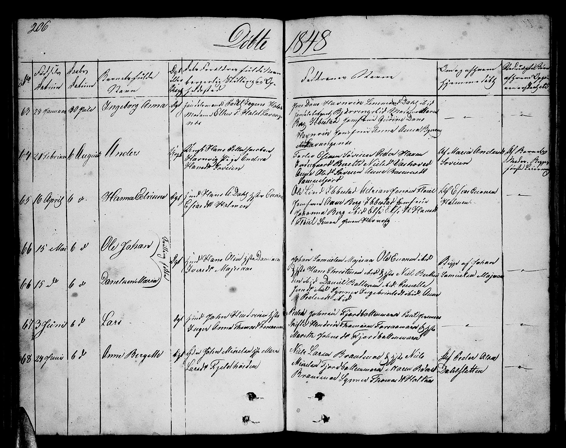 Ibestad sokneprestembete, SATØ/S-0077/H/Ha/Hab/L0003klokker: Parish register (copy) no. 3, 1833-1852, p. 206