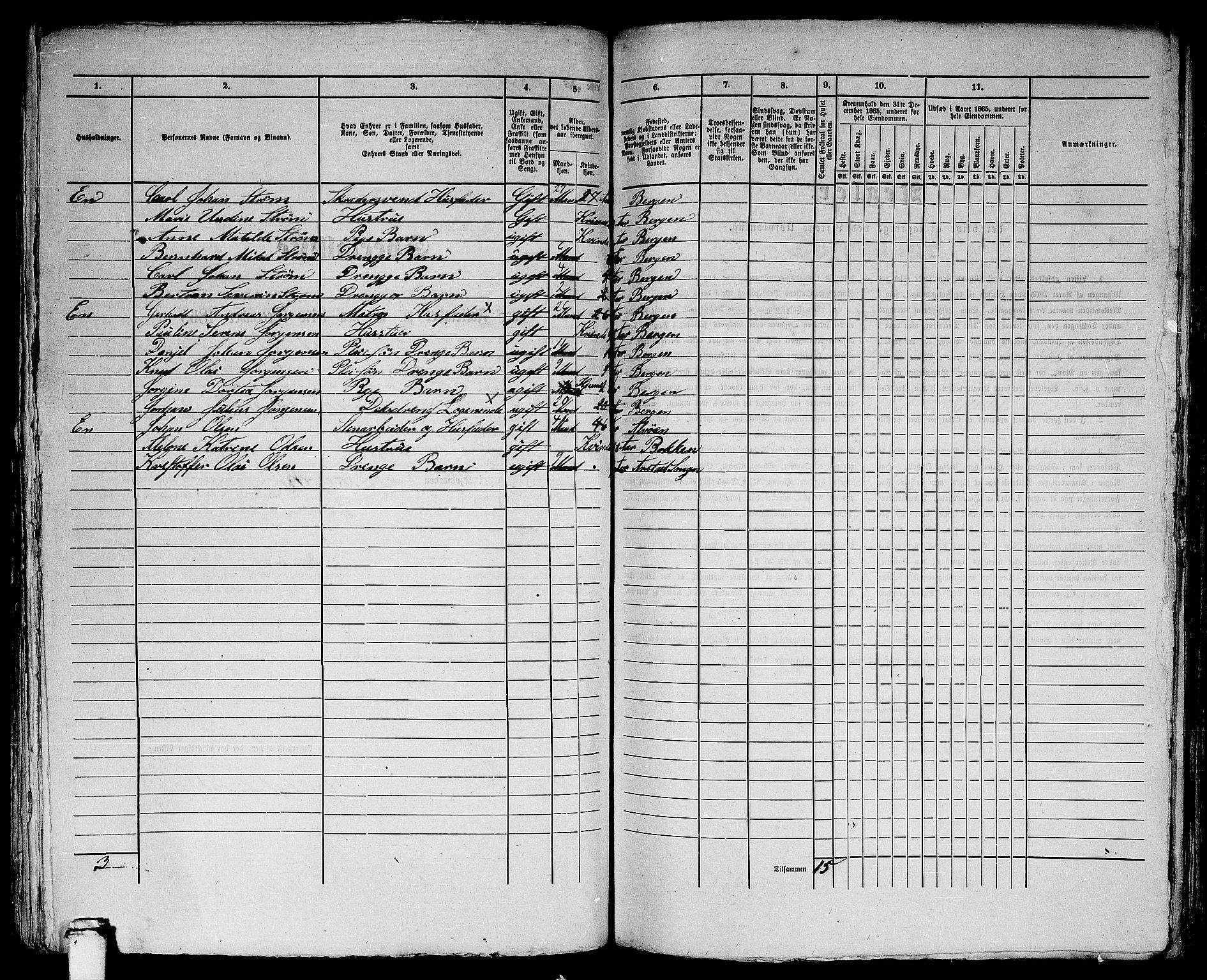 RA, 1865 census for Bergen, 1865, p. 2337