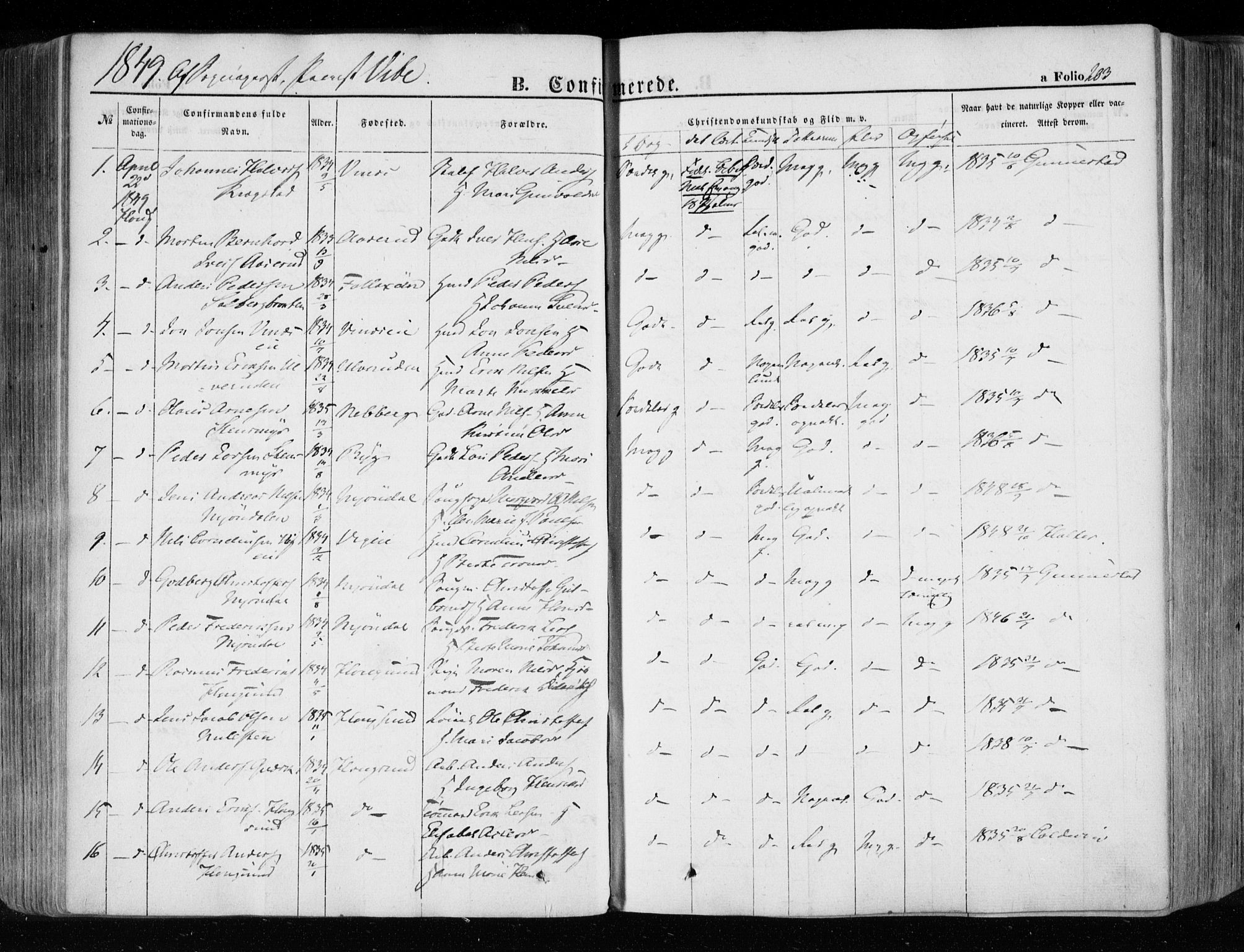 Eiker kirkebøker, SAKO/A-4/F/Fa/L0014: Parish register (official) no. I 14, 1846-1854, p. 203