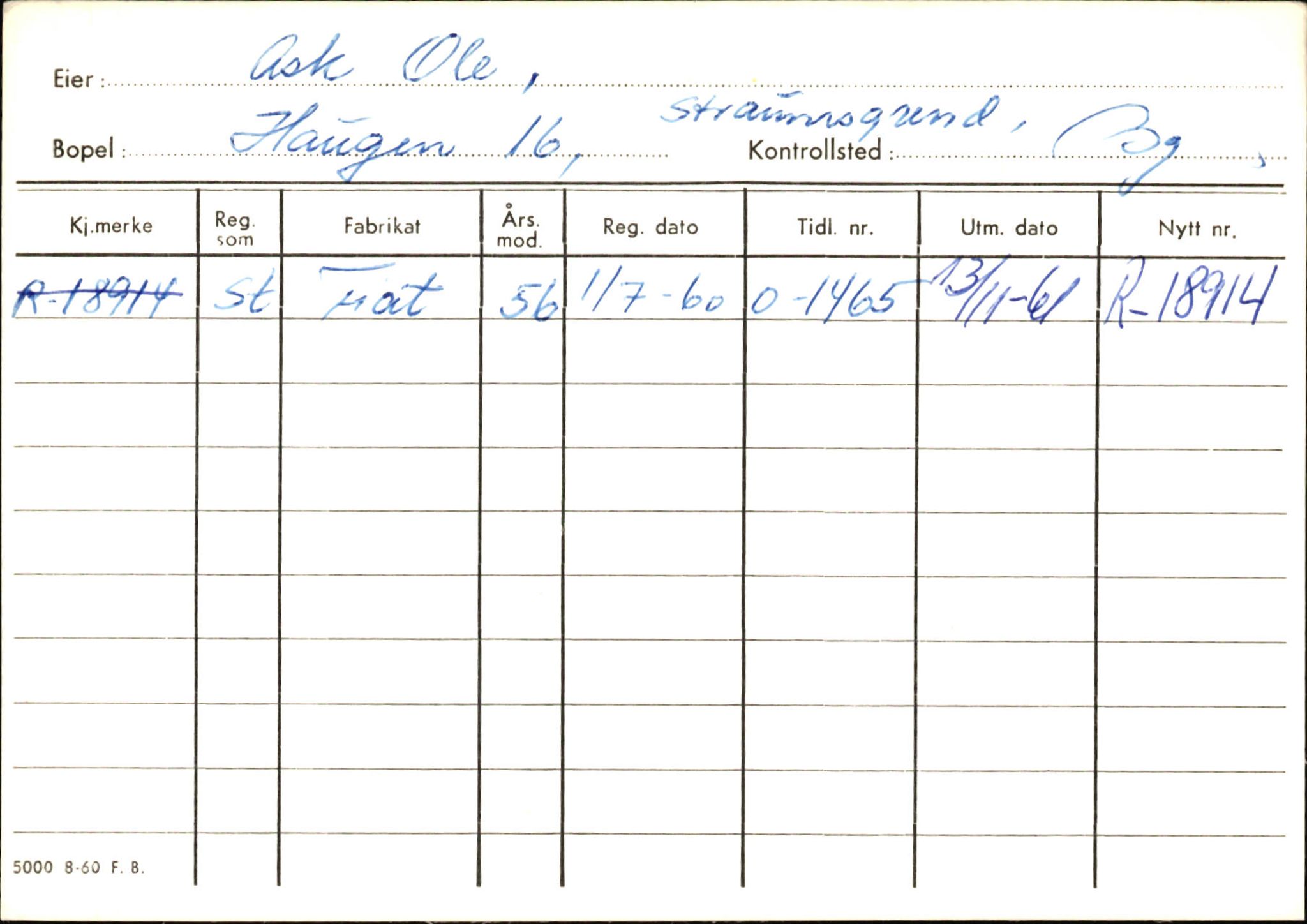 Statens vegvesen, Hordaland vegkontor, AV/SAB-A-5201/2/Ha/L0002: R-eierkort A, 1920-1971, p. 989