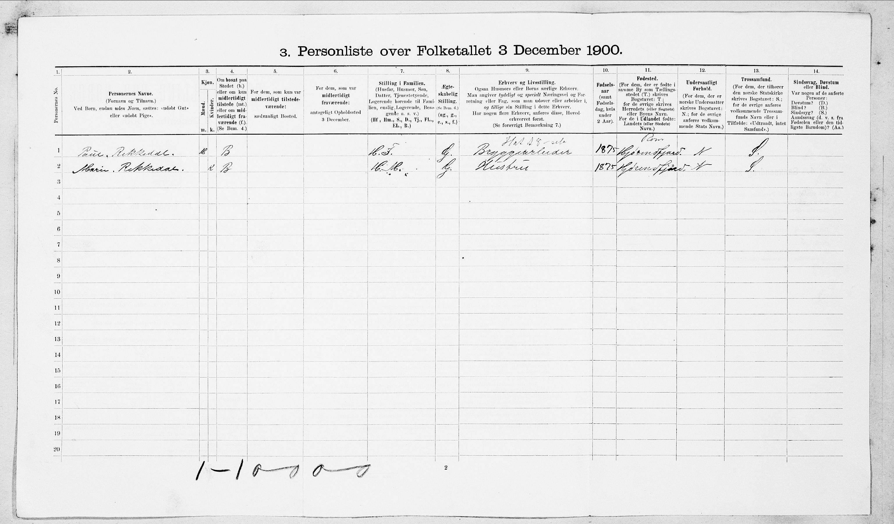 SAT, 1900 census for Ålesund, 1900, p. 3221