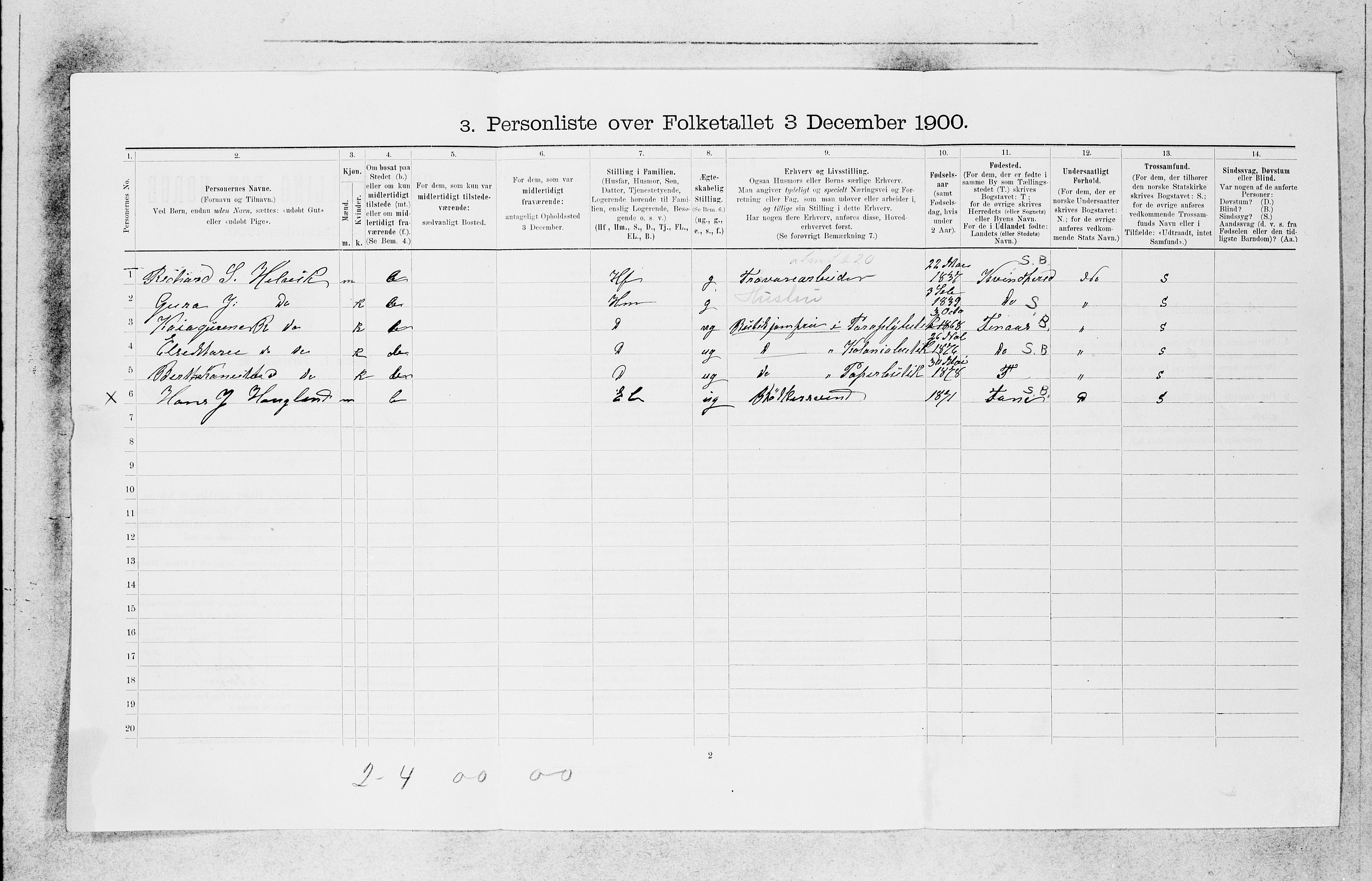 SAB, 1900 census for Bergen, 1900, p. 16775