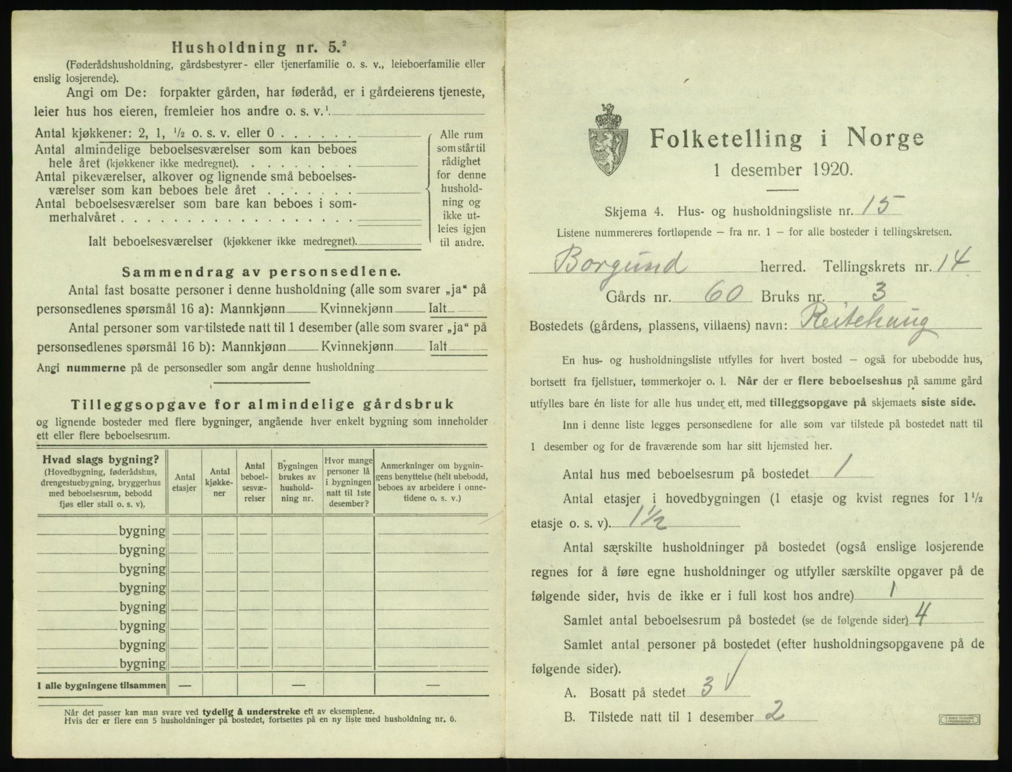 SAT, 1920 census for Borgund, 1920, p. 1322