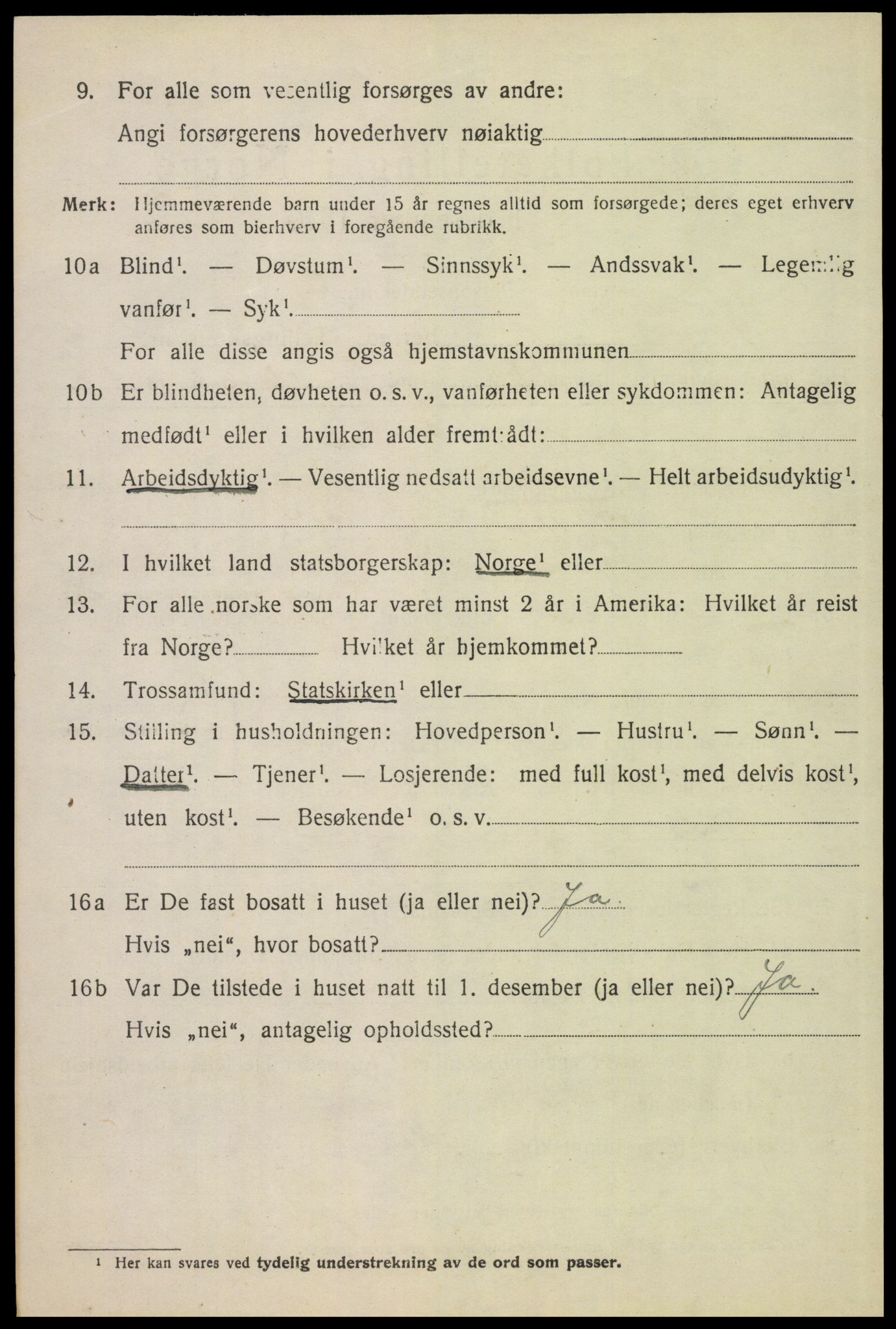 SAH, 1920 census for Tynset, 1920, p. 8309