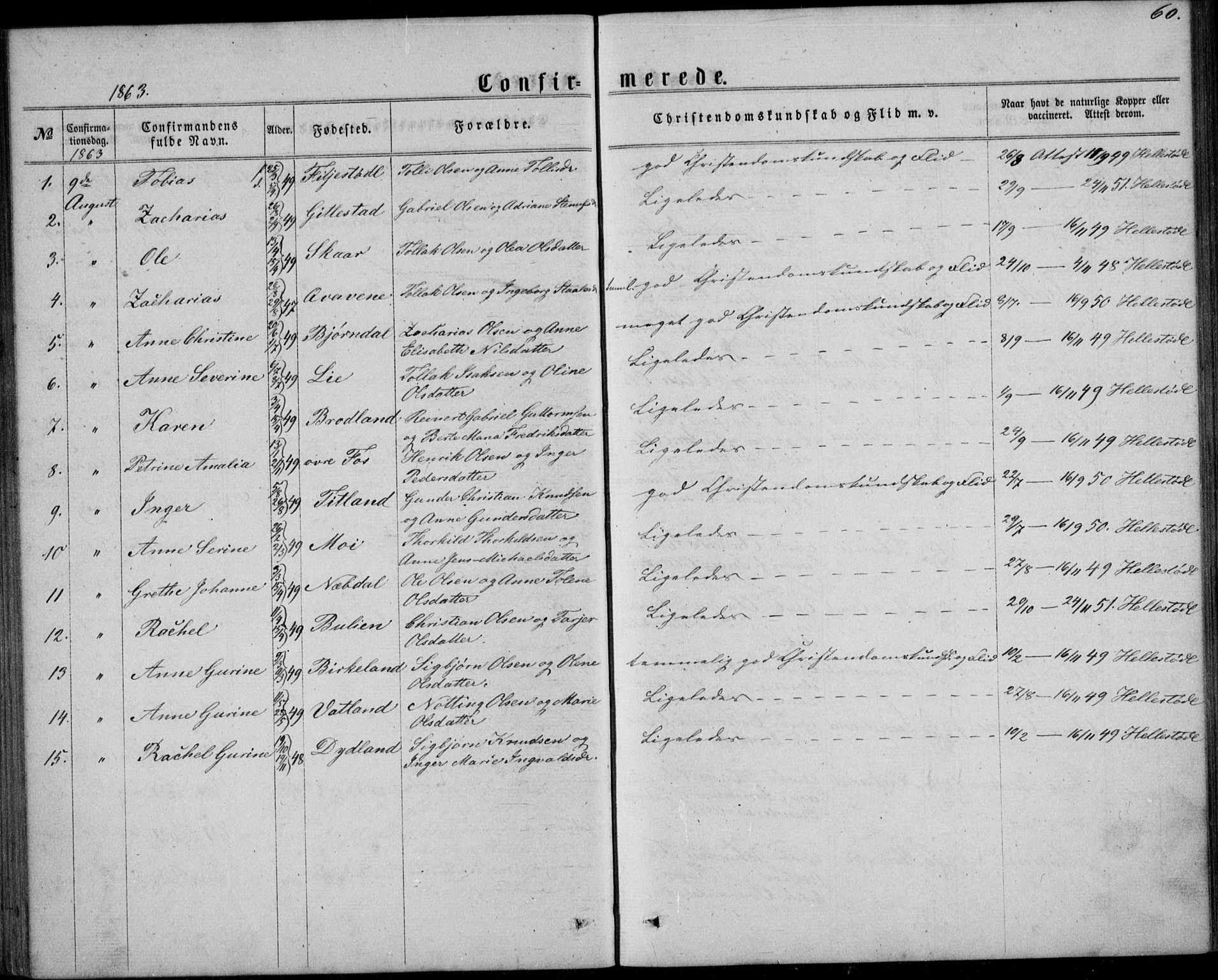 Lyngdal sokneprestkontor, AV/SAK-1111-0029/F/Fa/Fab/L0002: Parish register (official) no. A 2, 1861-1878, p. 60