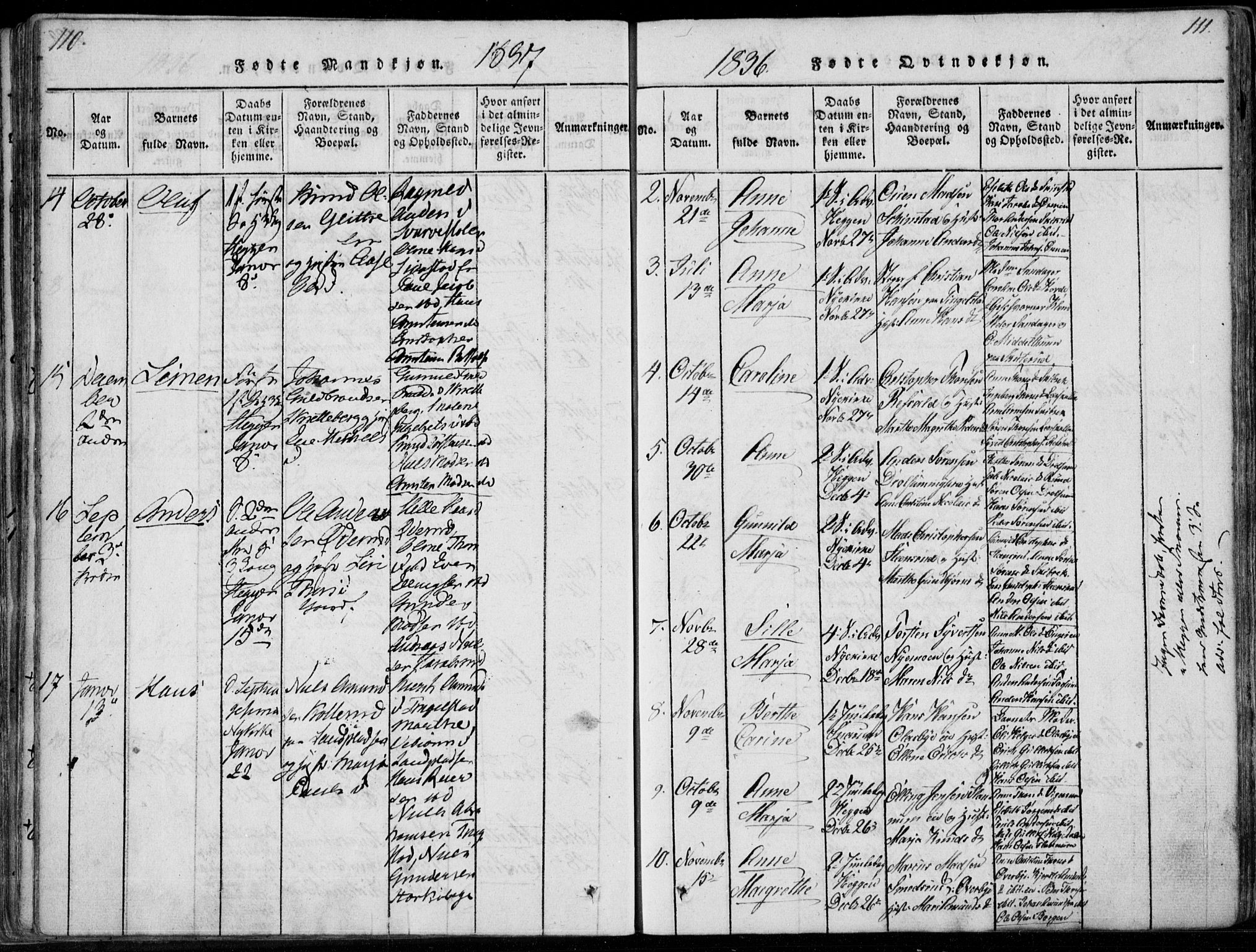 Modum kirkebøker, AV/SAKO-A-234/F/Fa/L0006: Parish register (official) no. 6, 1832-1841, p. 110-111