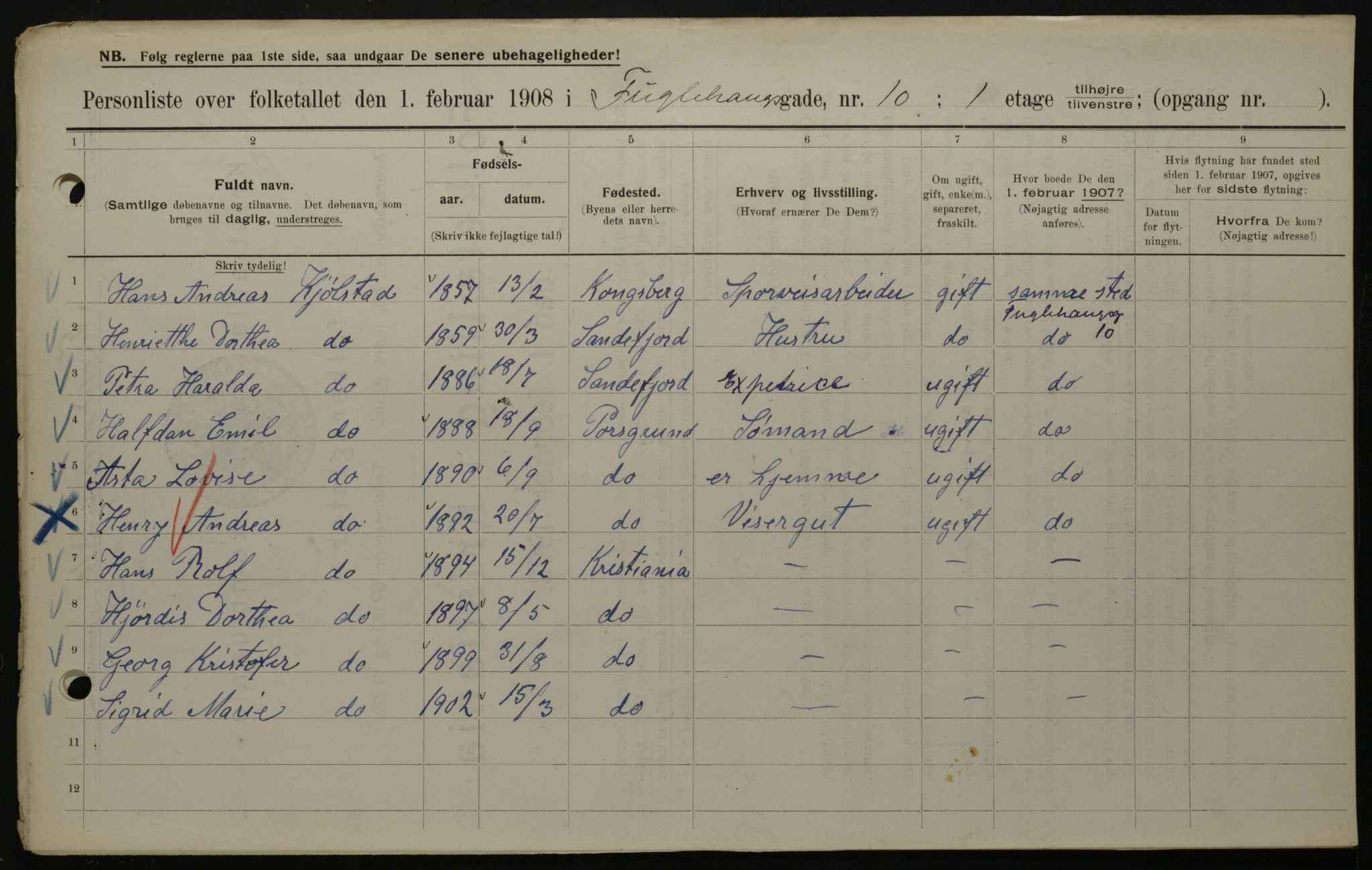 OBA, Municipal Census 1908 for Kristiania, 1908, p. 25615