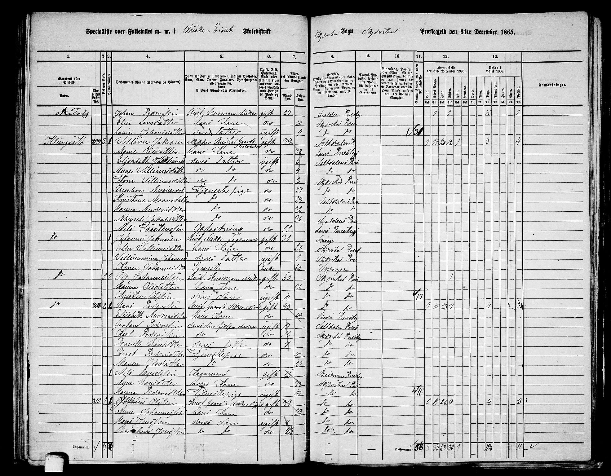 RA, 1865 census for Skjerstad, 1865, p. 91