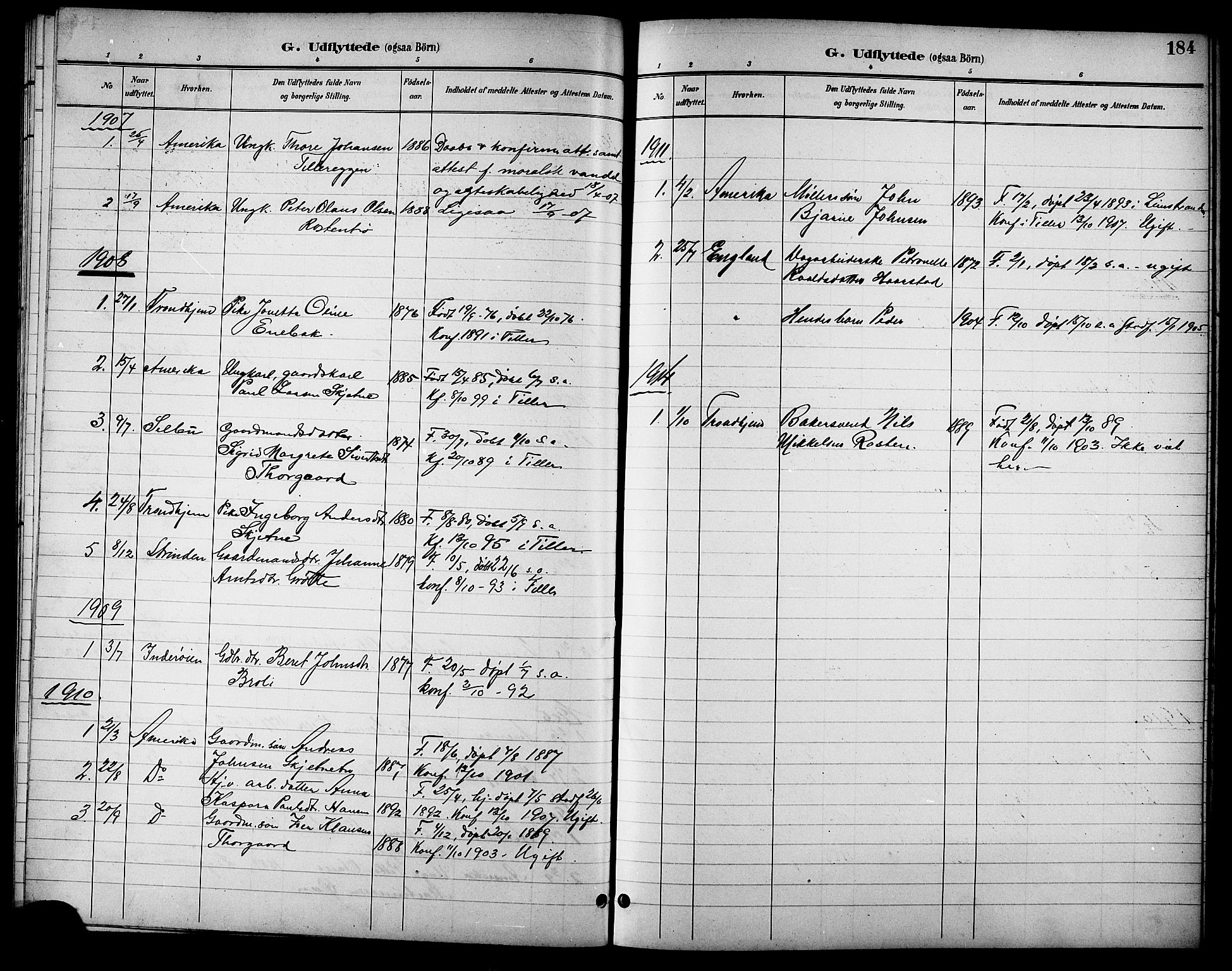 Ministerialprotokoller, klokkerbøker og fødselsregistre - Sør-Trøndelag, SAT/A-1456/621/L0460: Parish register (copy) no. 621C03, 1896-1914, p. 184