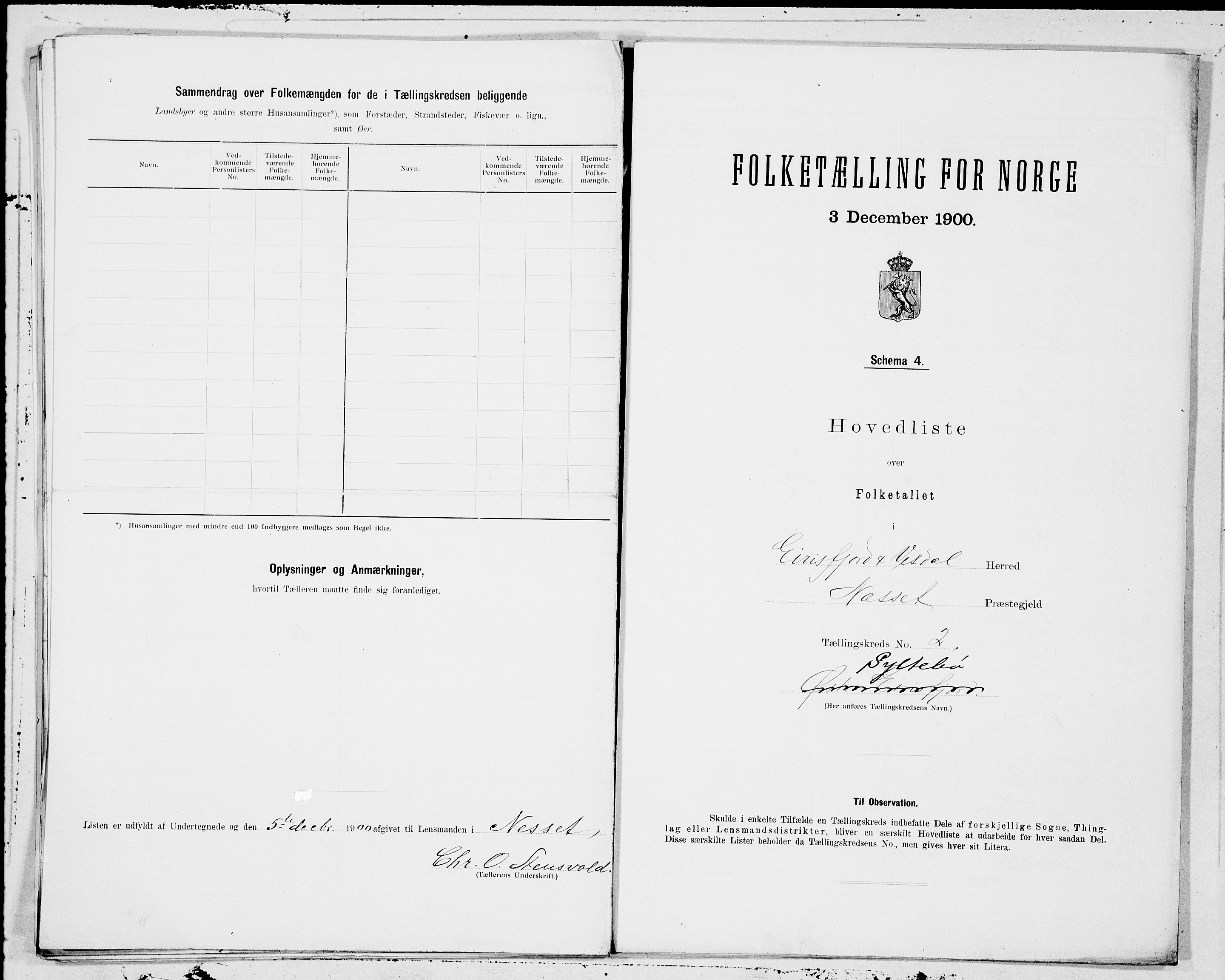 SAT, 1900 census for Eresfjord og Vistdal, 1900, p. 4