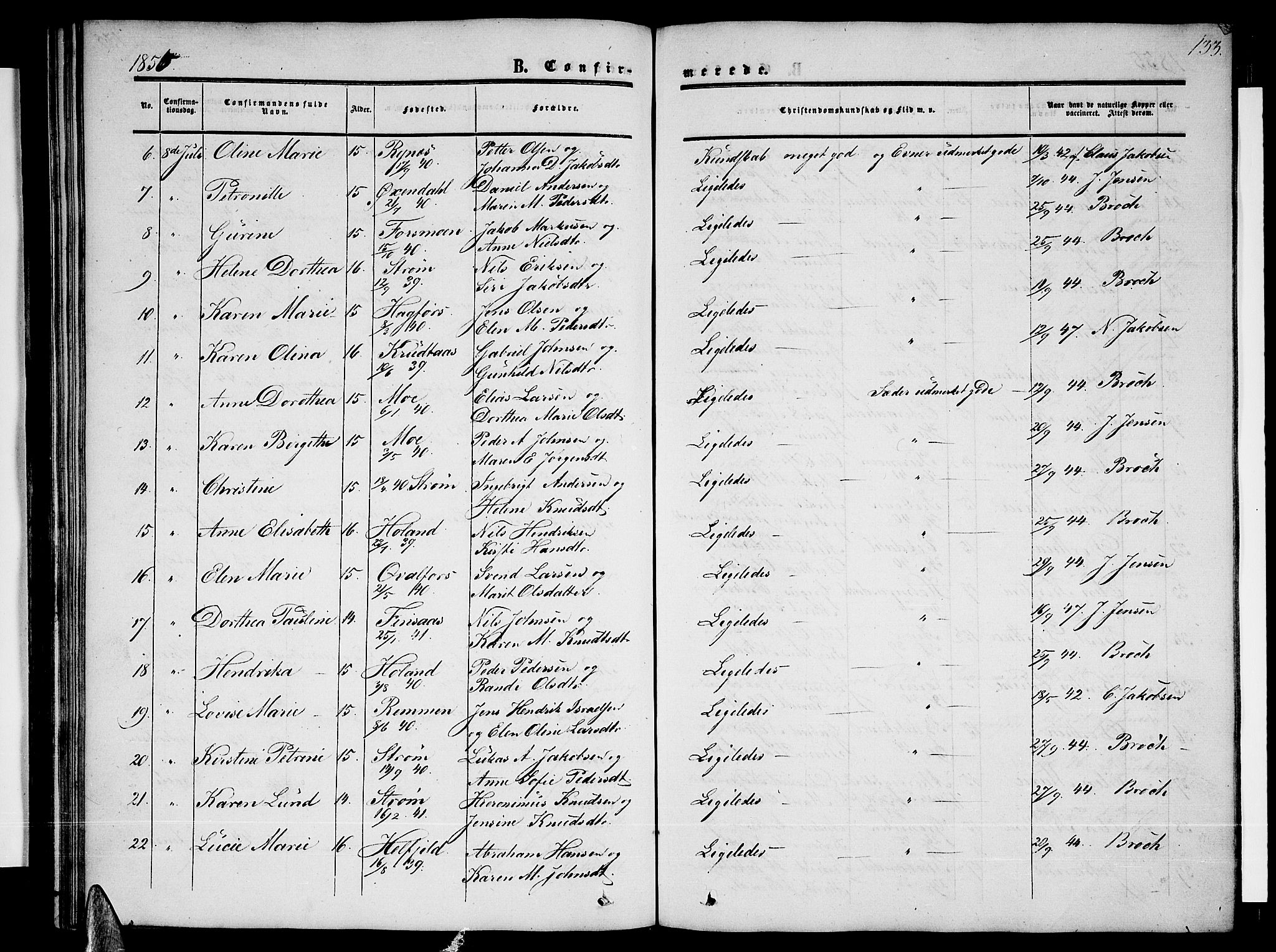 Ministerialprotokoller, klokkerbøker og fødselsregistre - Nordland, SAT/A-1459/820/L0301: Parish register (copy) no. 820C03, 1851-1858, p. 133