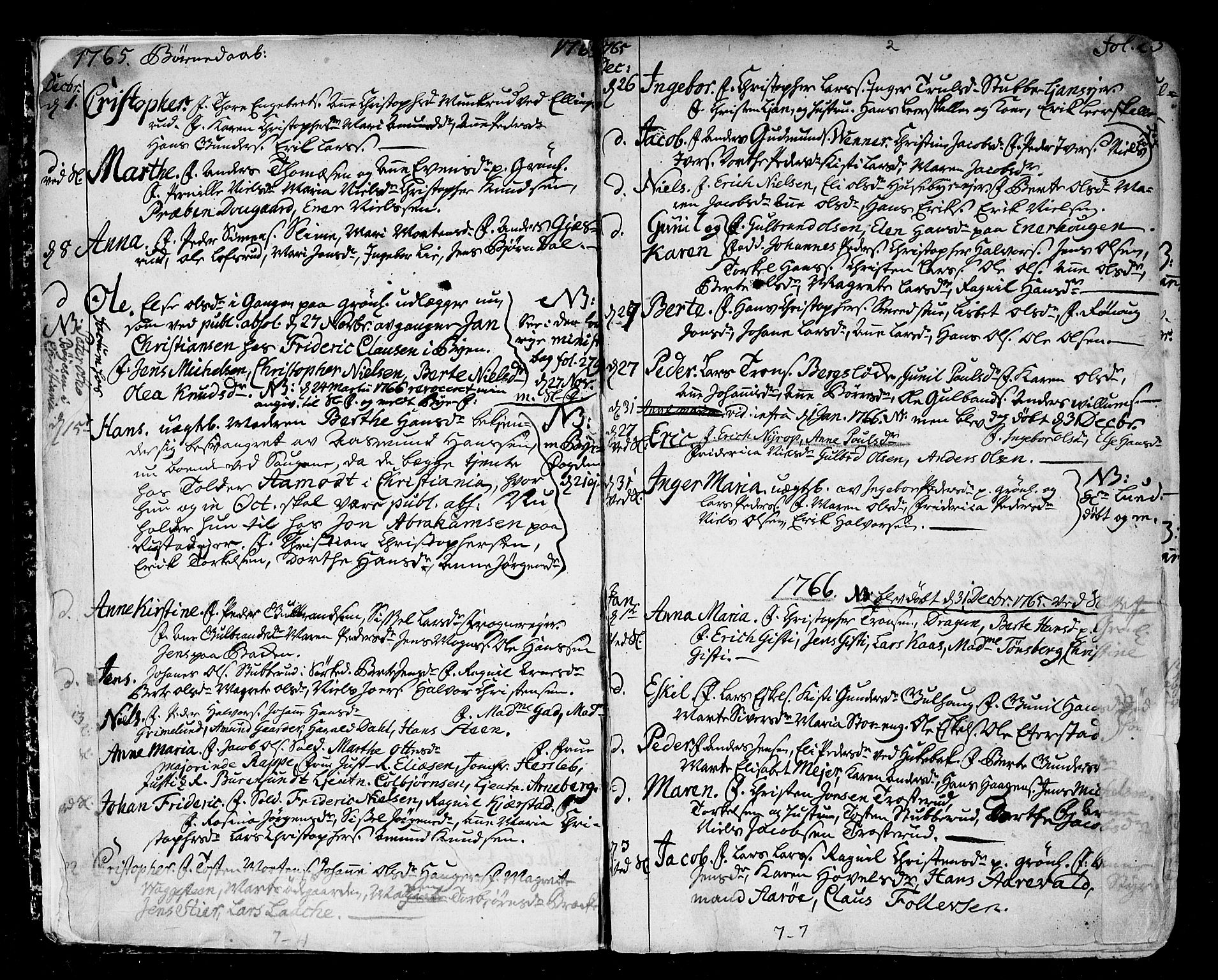 Aker prestekontor kirkebøker, SAO/A-10861/F/L0009: Parish register (official) no. 9, 1765-1785, p. 2