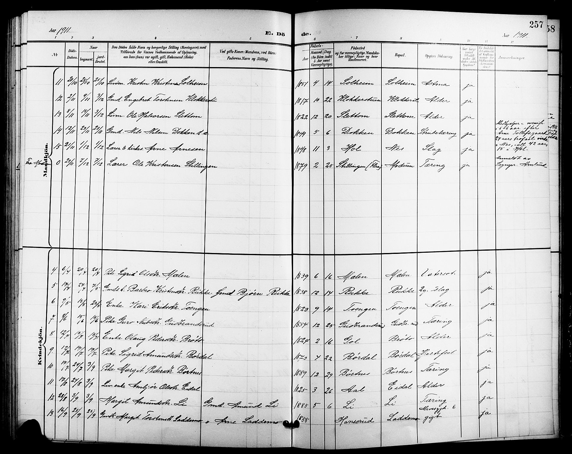 Nes kirkebøker, AV/SAKO-A-236/G/Ga/L0004: Parish register (copy) no. I 4, 1900-1925, p. 257