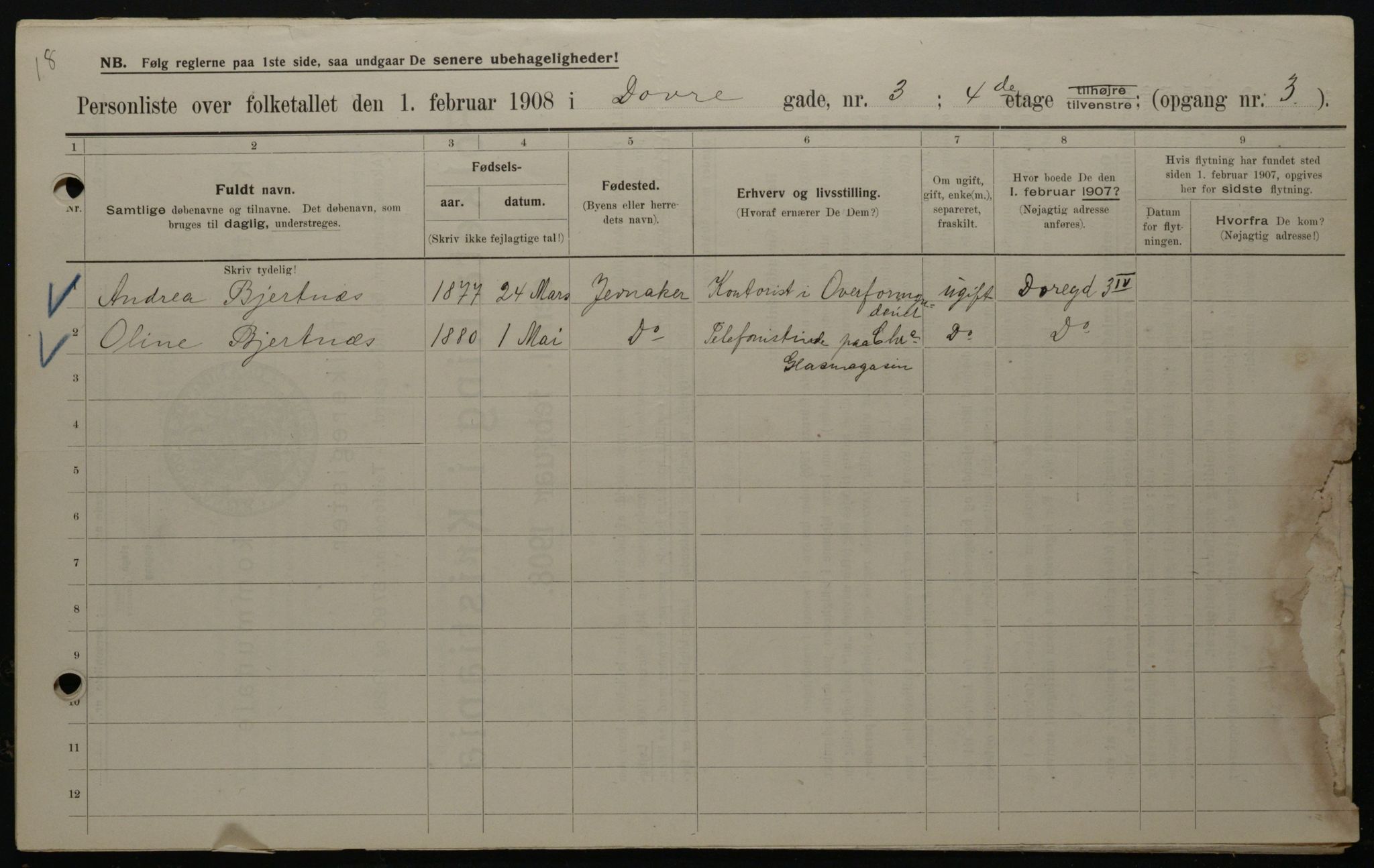 OBA, Municipal Census 1908 for Kristiania, 1908, p. 14963