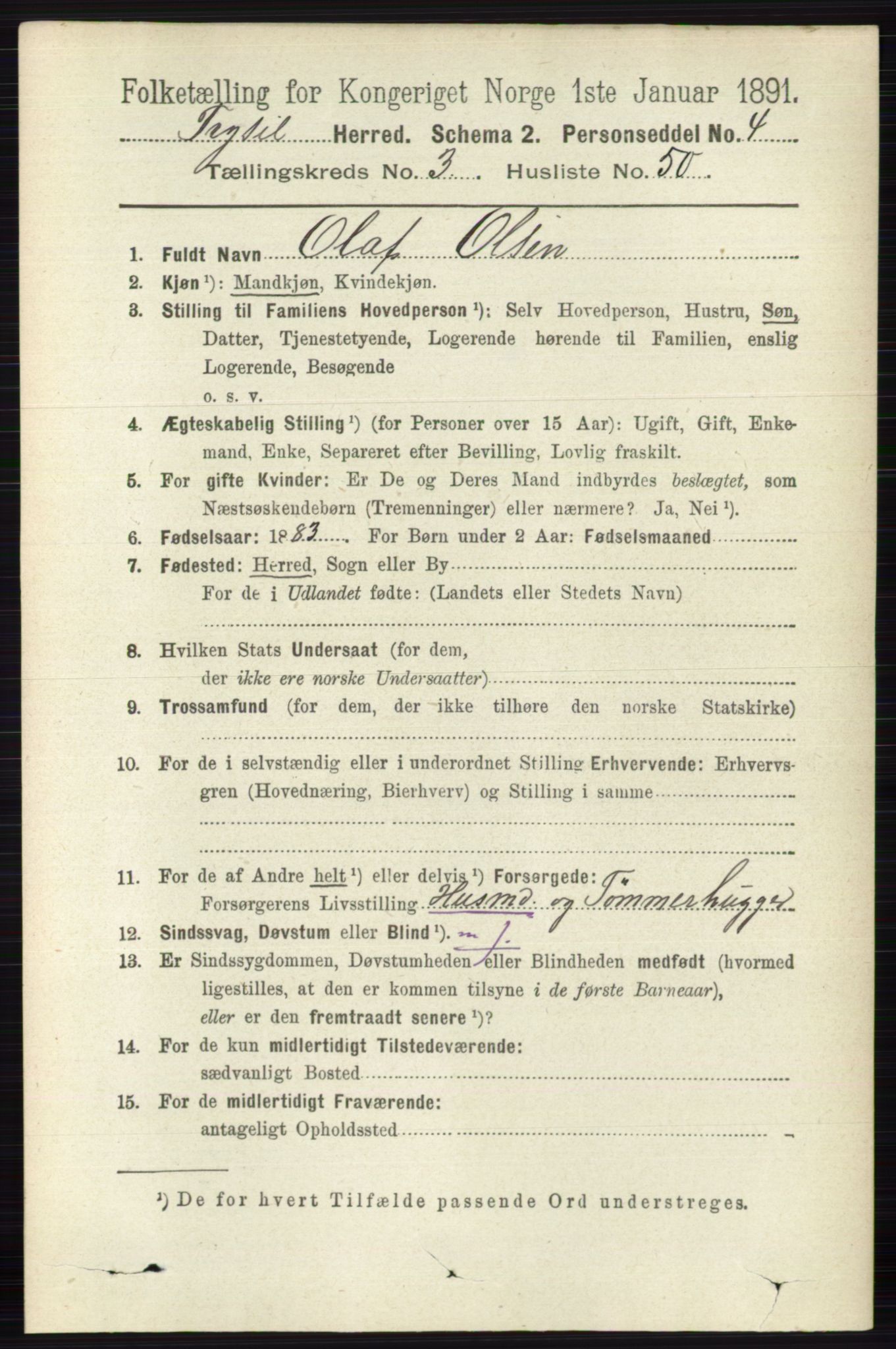 RA, 1891 census for 0428 Trysil, 1891, p. 1770