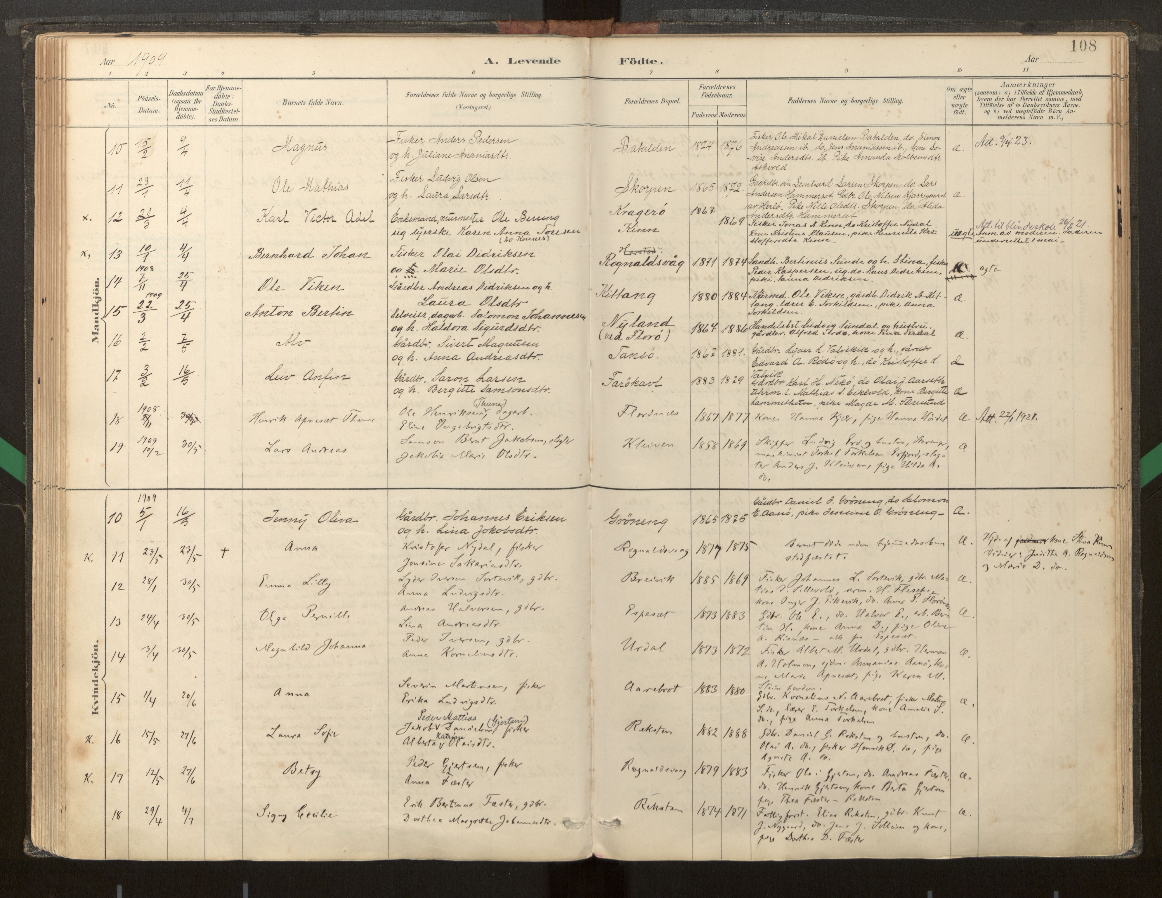 Kinn sokneprestembete, AV/SAB-A-80801/H/Haa/Haab/L0001: Parish register (official) no. B 1, 1886-1921, p. 108