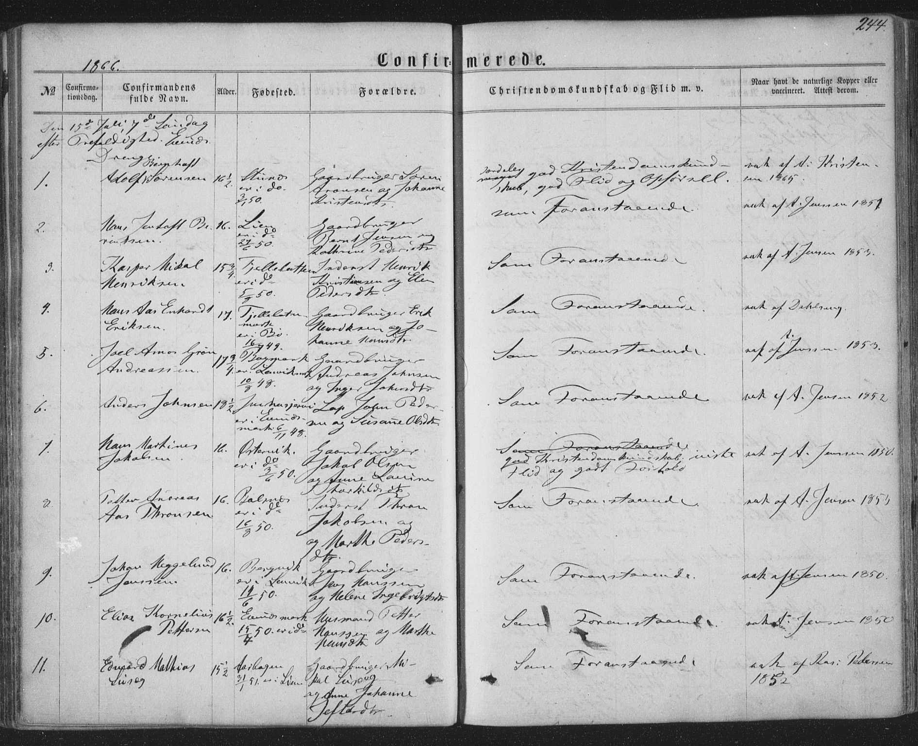 Ministerialprotokoller, klokkerbøker og fødselsregistre - Nordland, SAT/A-1459/863/L0896: Parish register (official) no. 863A08, 1861-1871, p. 244