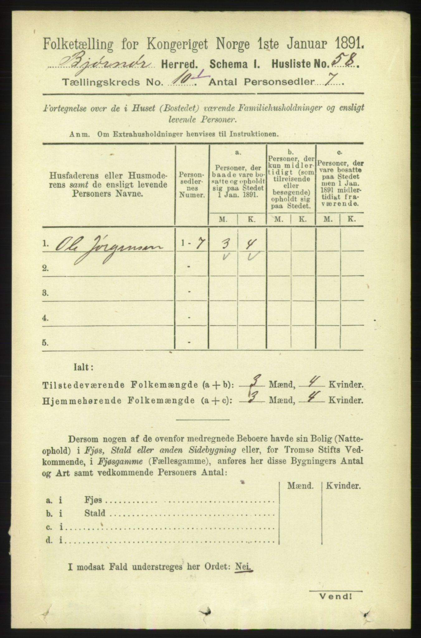 RA, 1891 census for 1632 Bjørnør, 1891, p. 4143