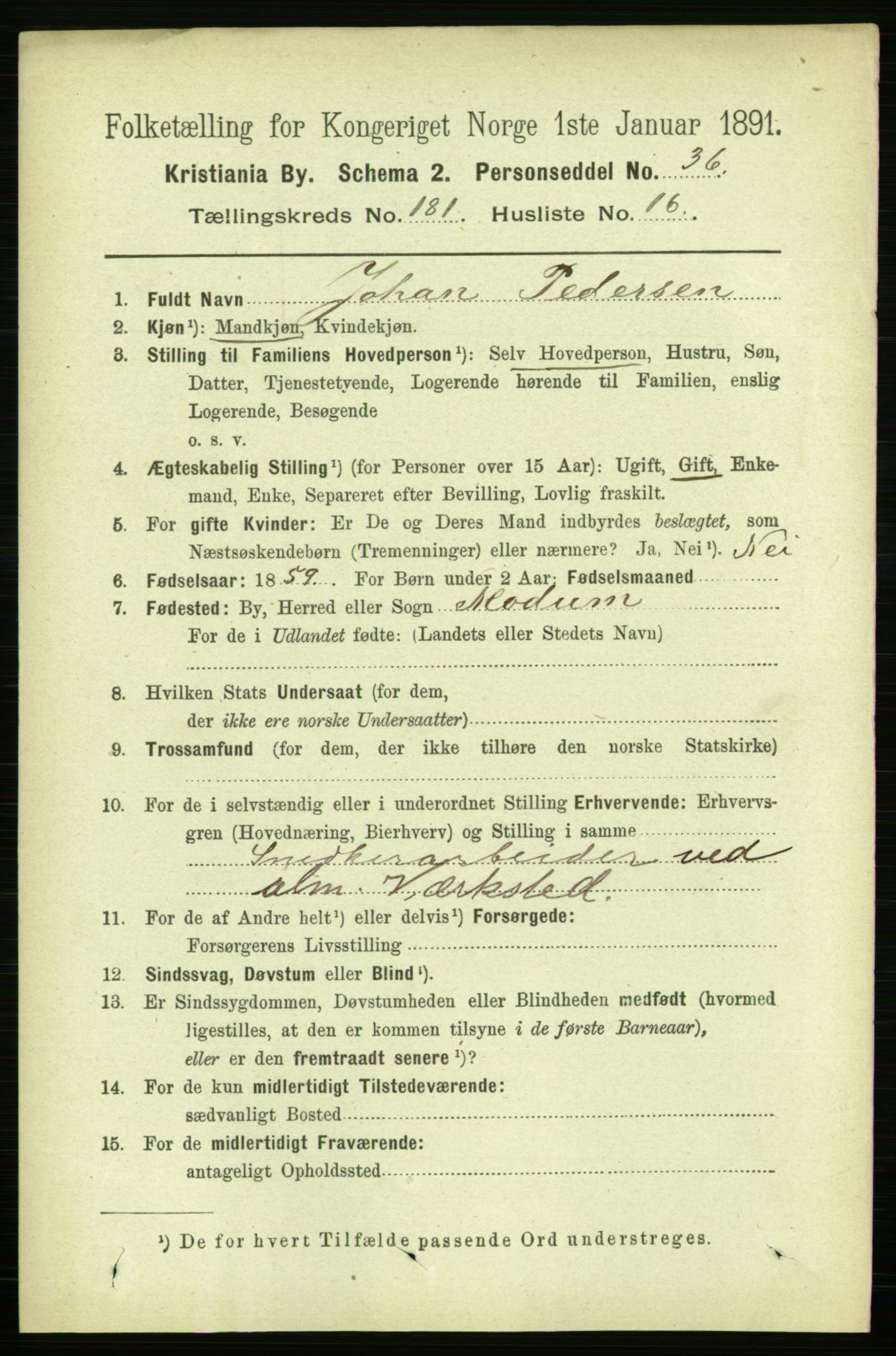 RA, 1891 census for 0301 Kristiania, 1891, p. 108743