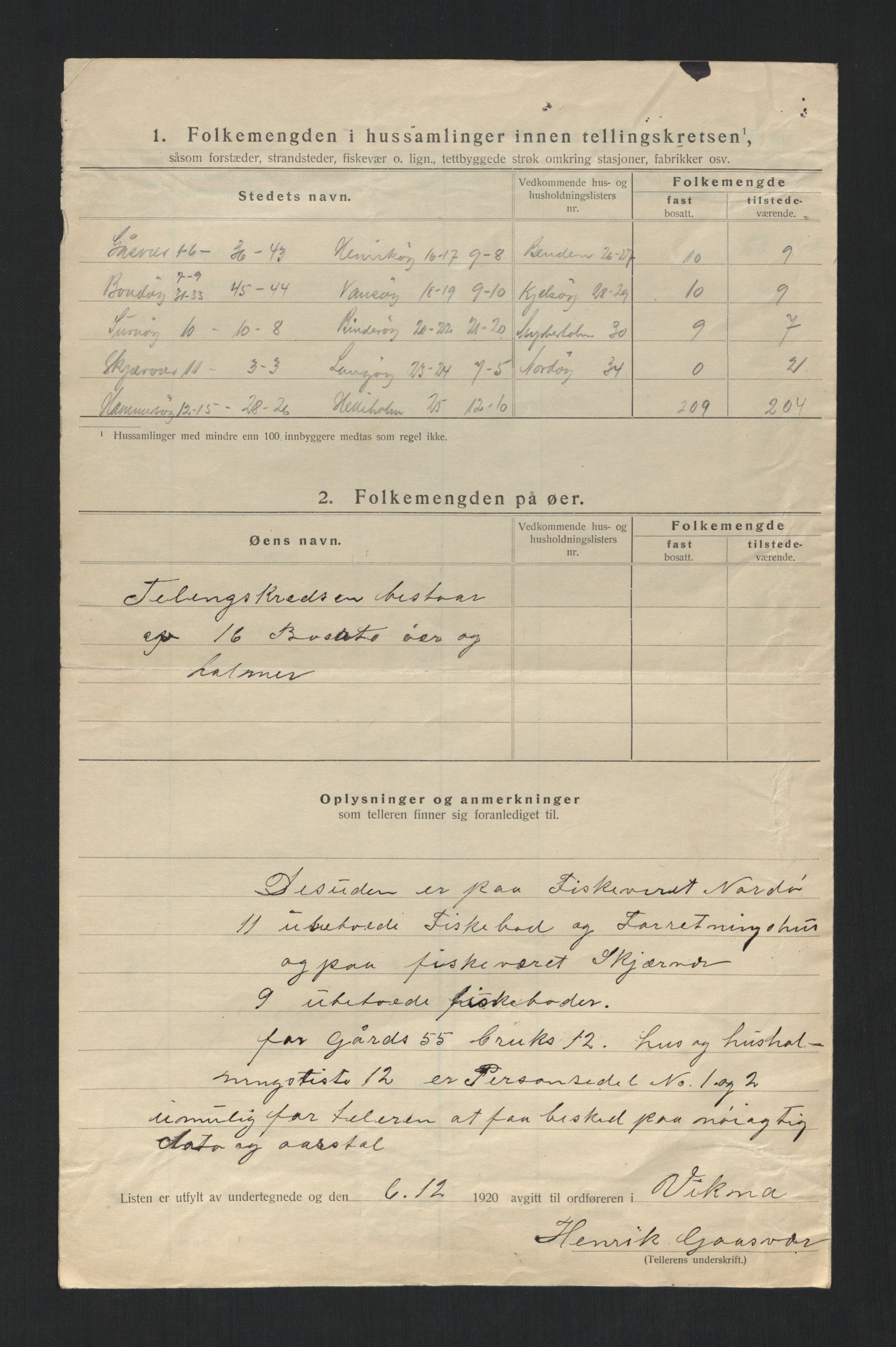 SAT, 1920 census for Vikna, 1920, p. 29