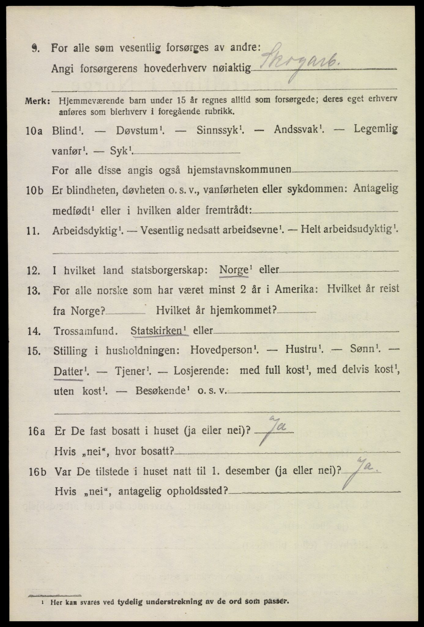 SAH, 1920 census for Stange, 1920, p. 14592