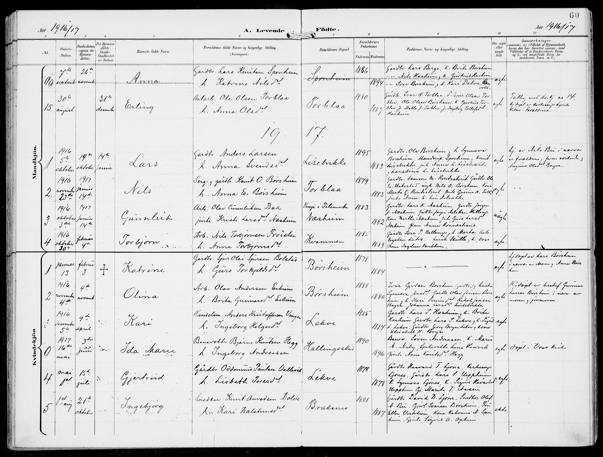 Ulvik sokneprestembete, SAB/A-78801/H/Haa: Parish register (official) no. B  2, 1898-1924, p. 60
