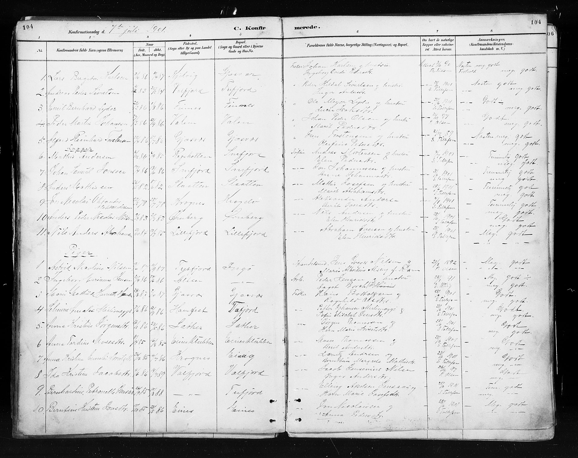 Måsøy sokneprestkontor, SATØ/S-1348/H/Ha/L0005kirke: Parish register (official) no. 5, 1892-1902, p. 104