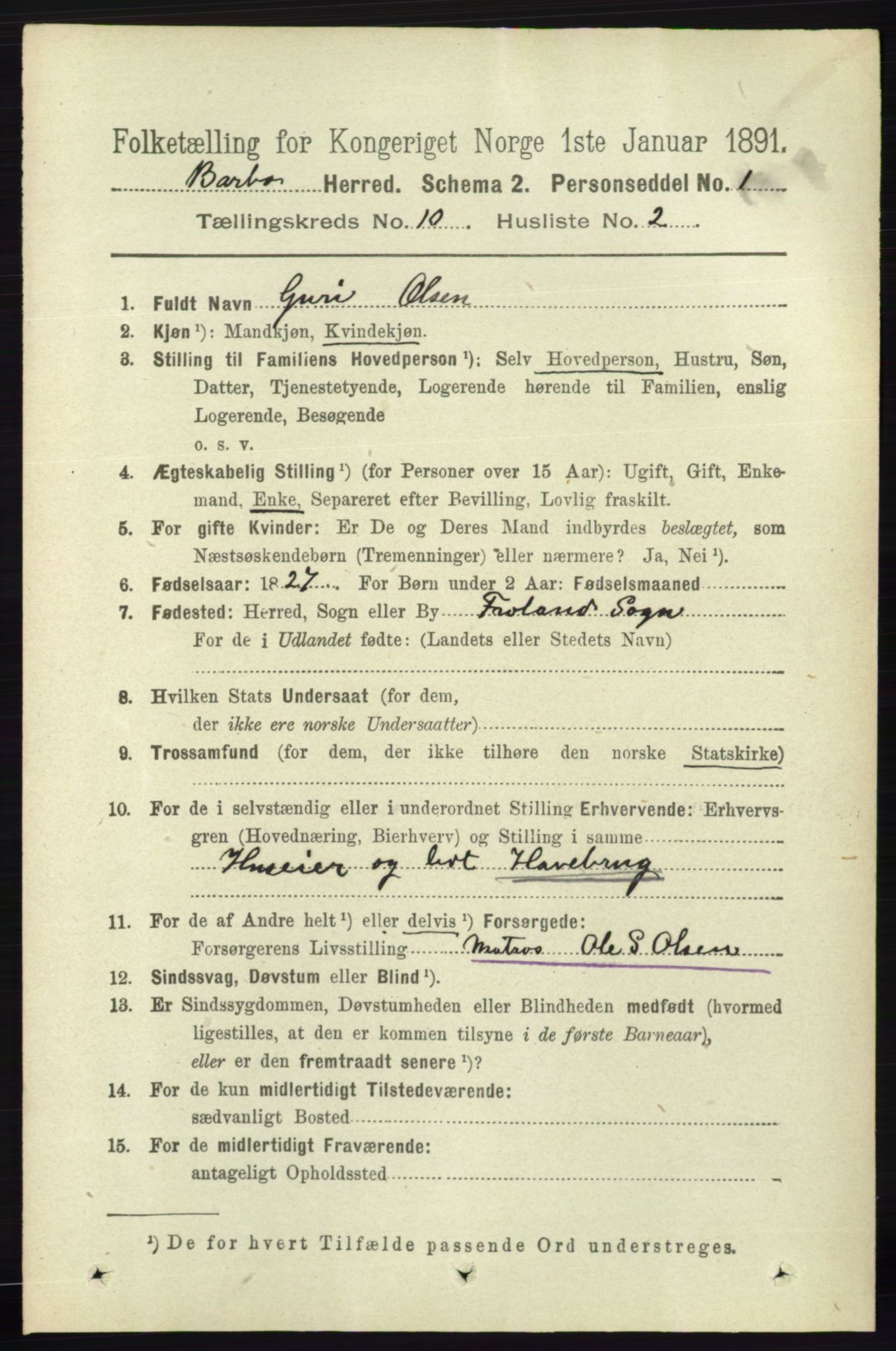 RA, 1891 census for 0990 Barbu, 1891, p. 7899