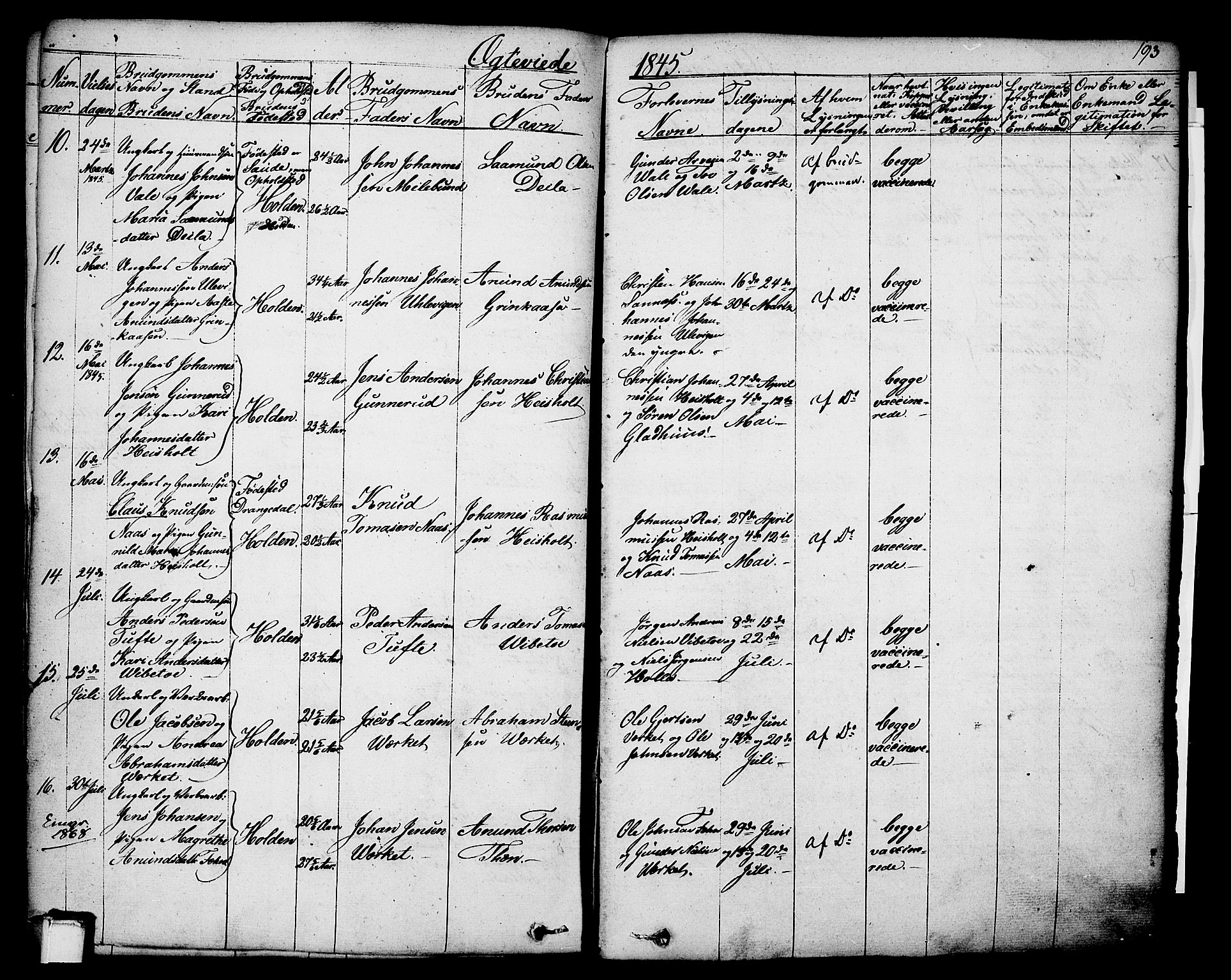 Holla kirkebøker, SAKO/A-272/F/Fa/L0004: Parish register (official) no. 4, 1830-1848, p. 193