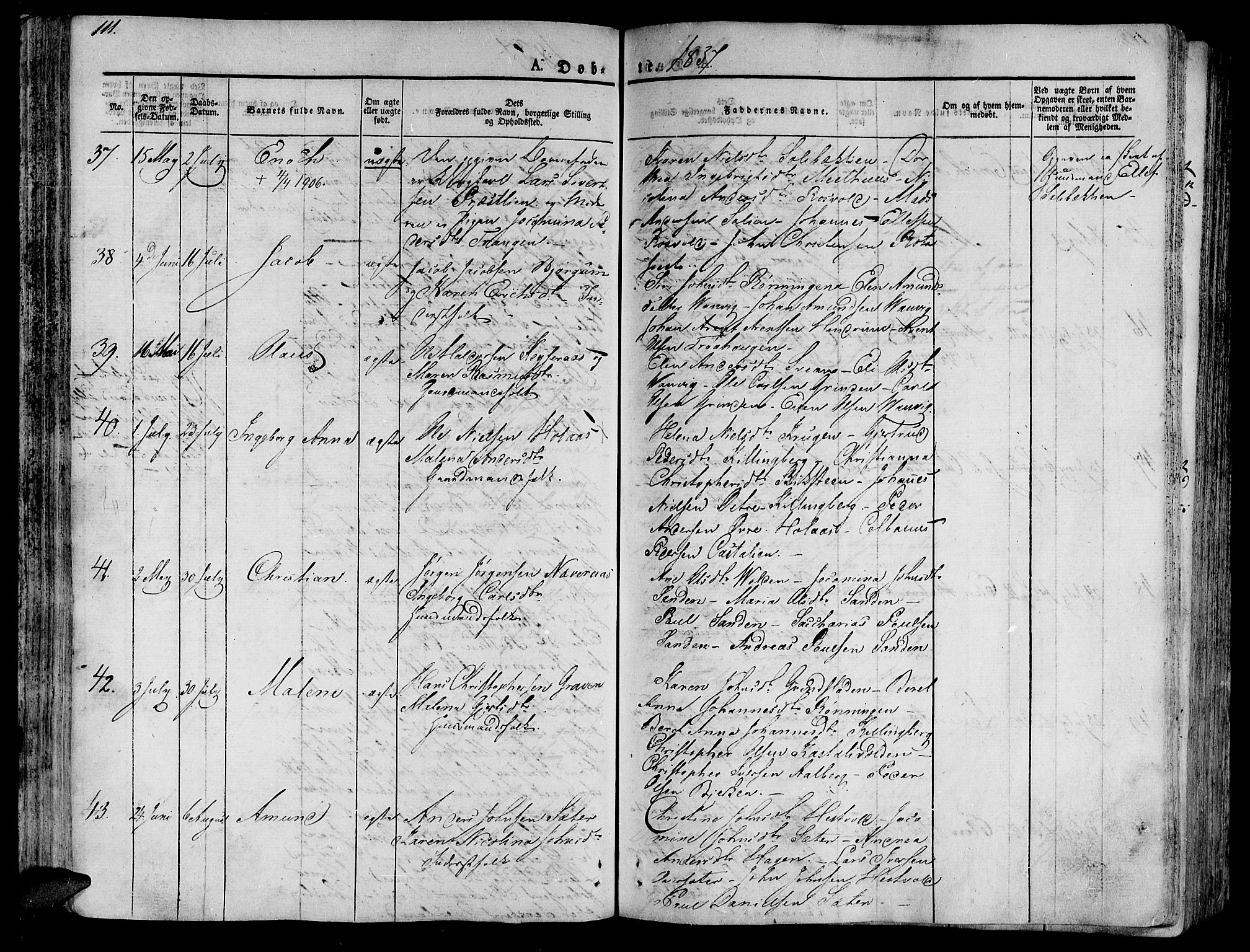 Ministerialprotokoller, klokkerbøker og fødselsregistre - Nord-Trøndelag, SAT/A-1458/701/L0006: Parish register (official) no. 701A06, 1825-1841, p. 111