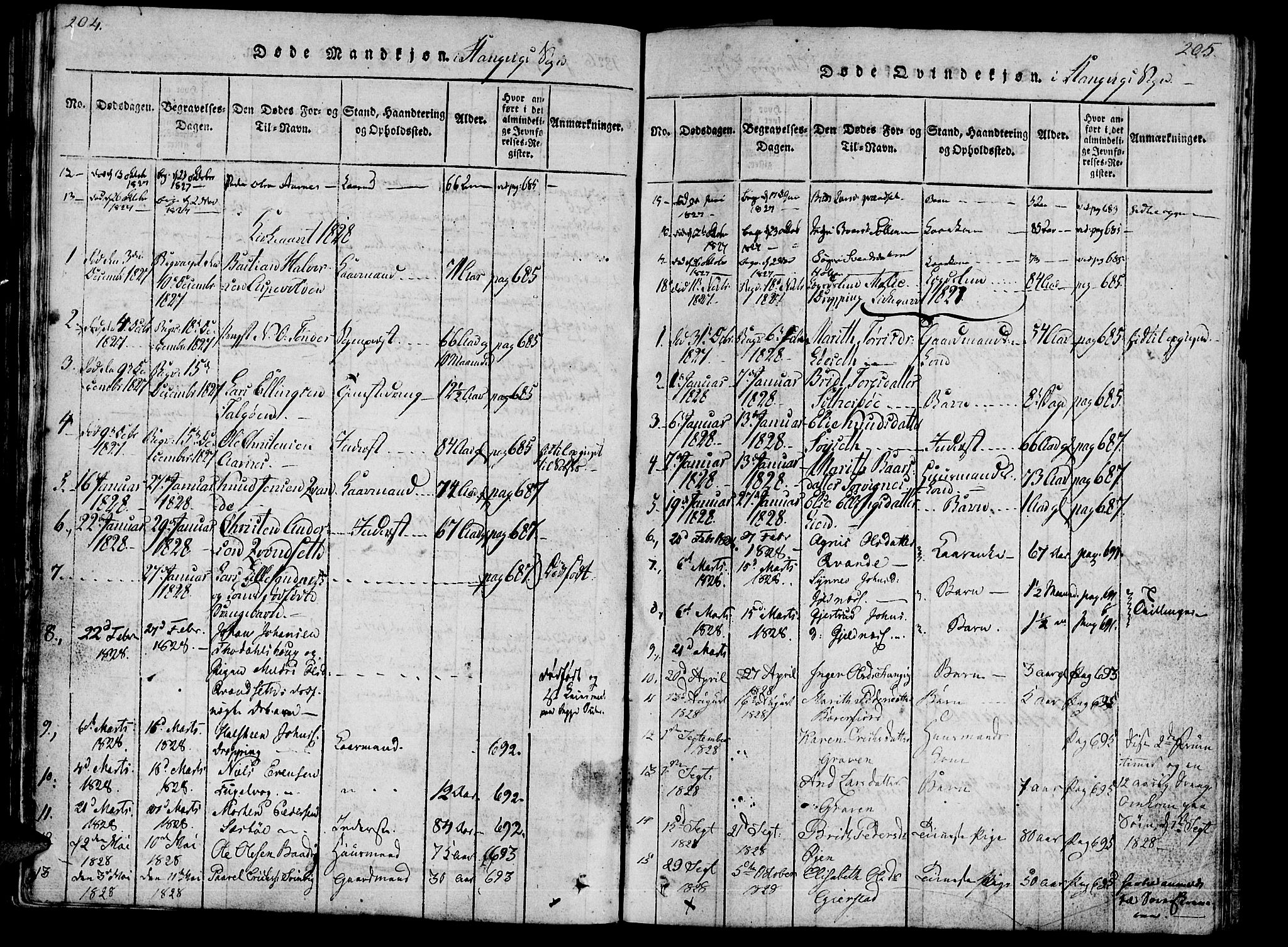 Ministerialprotokoller, klokkerbøker og fødselsregistre - Møre og Romsdal, AV/SAT-A-1454/592/L1023: Parish register (official) no. 592A02, 1820-1830, p. 204-205