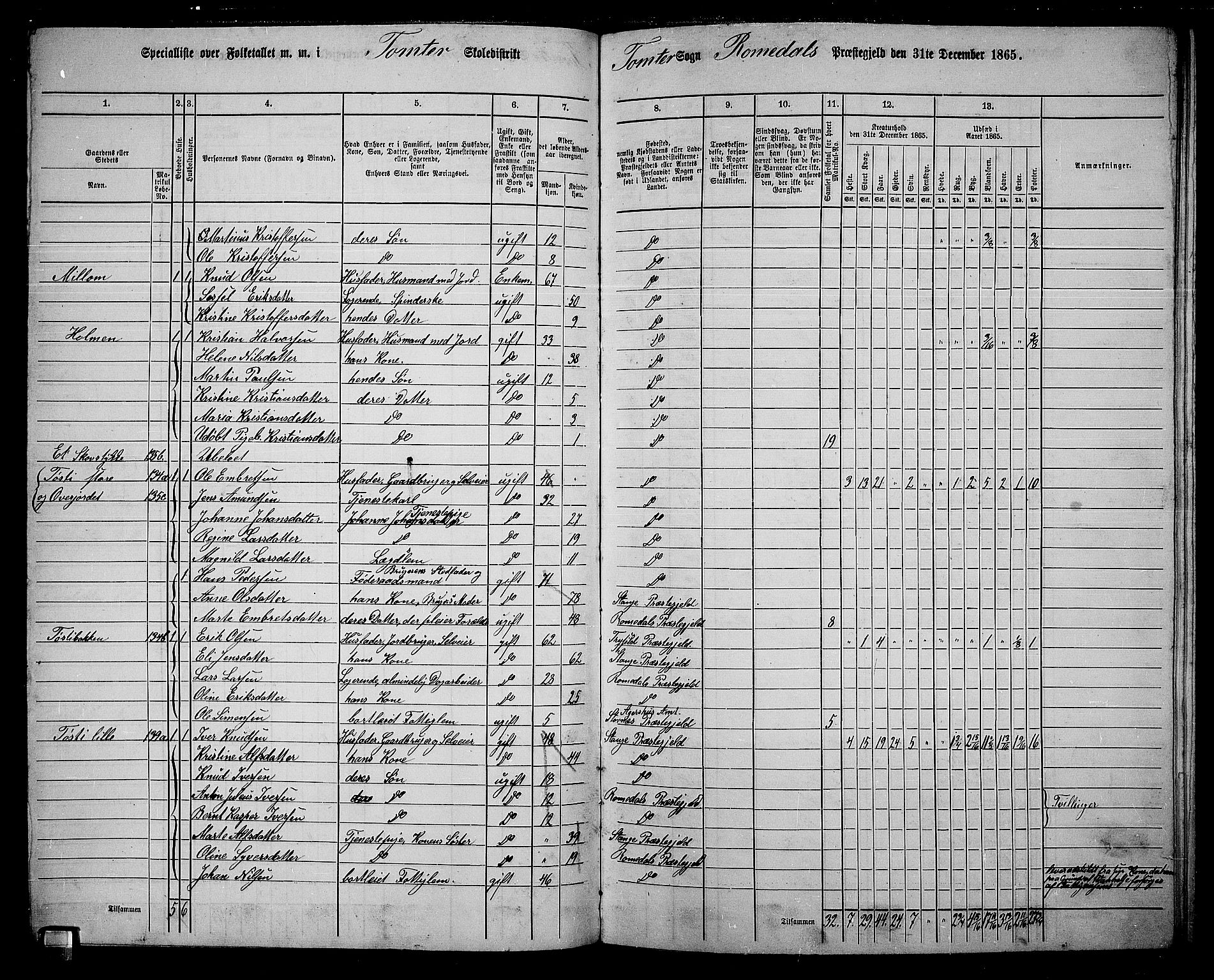 RA, 1865 census for Romedal, 1865, p. 125