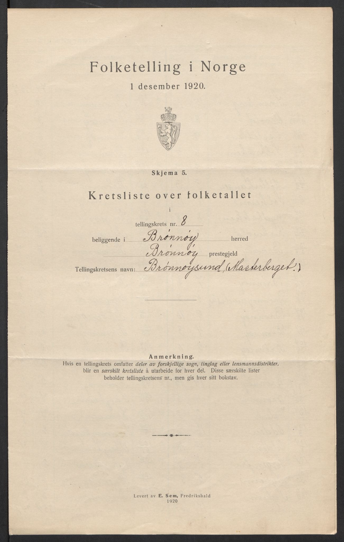 SAT, 1920 census for Brønnøy, 1920, p. 31