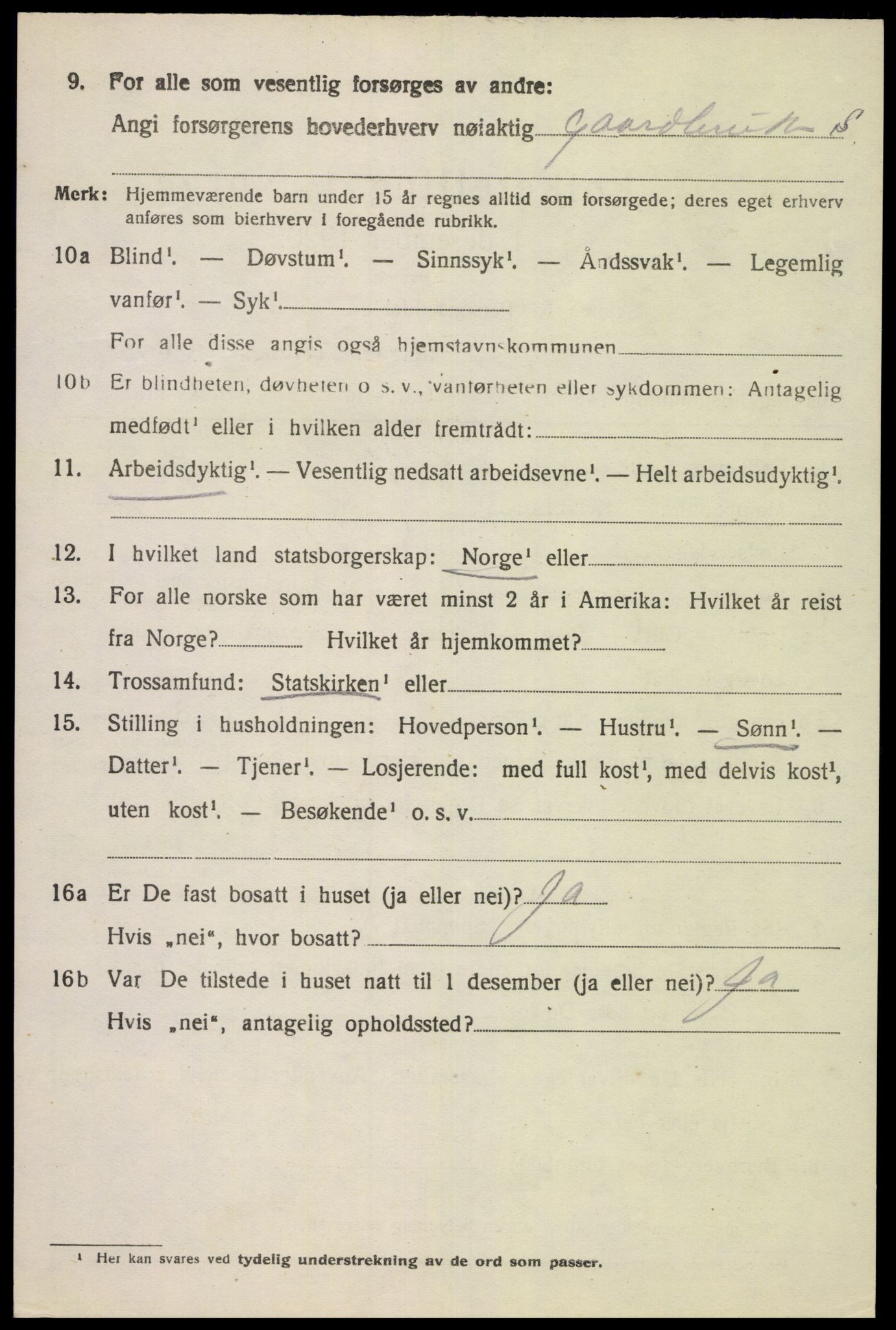 SAK, 1920 census for Herad, 1920, p. 449