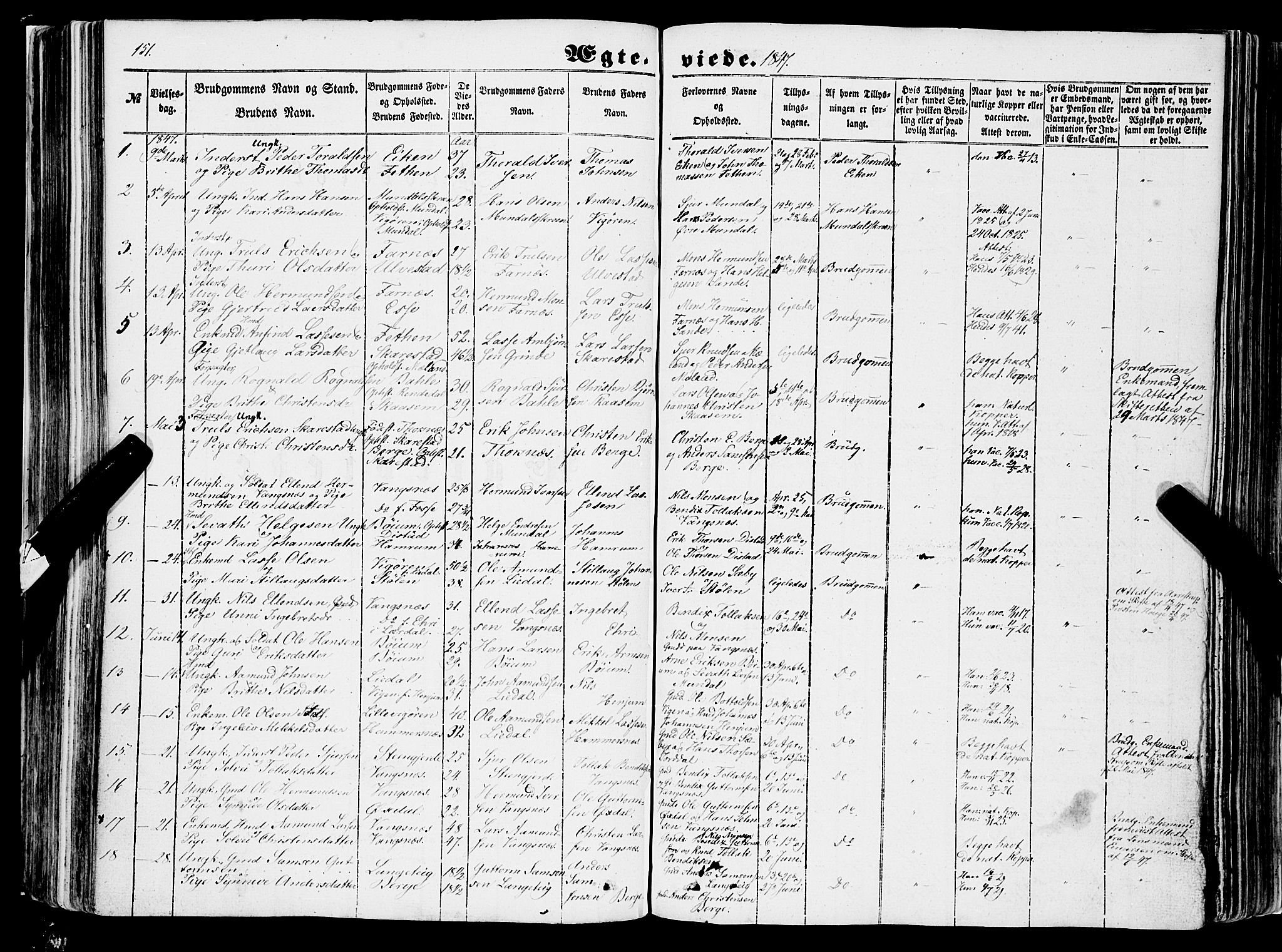 Balestrand sokneprestembete, AV/SAB-A-79601/H/Haa/Haaa/L0002: Parish register (official) no. A 2, 1847-1866, p. 151