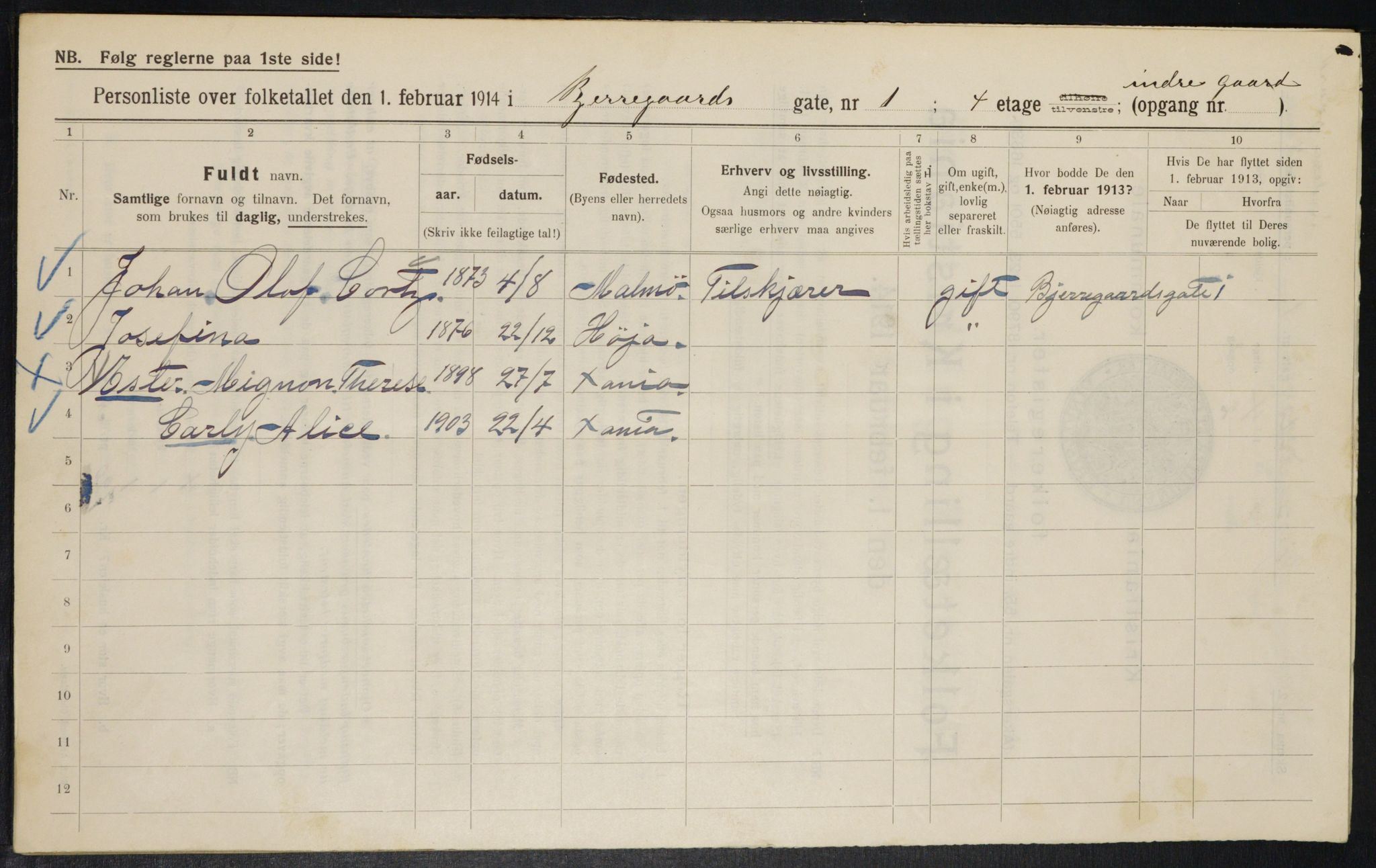 OBA, Municipal Census 1914 for Kristiania, 1914, p. 5480