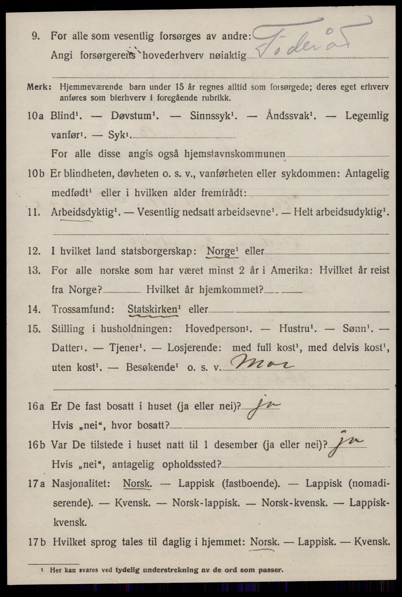 SAT, 1920 census for Selbu, 1920, p. 3199