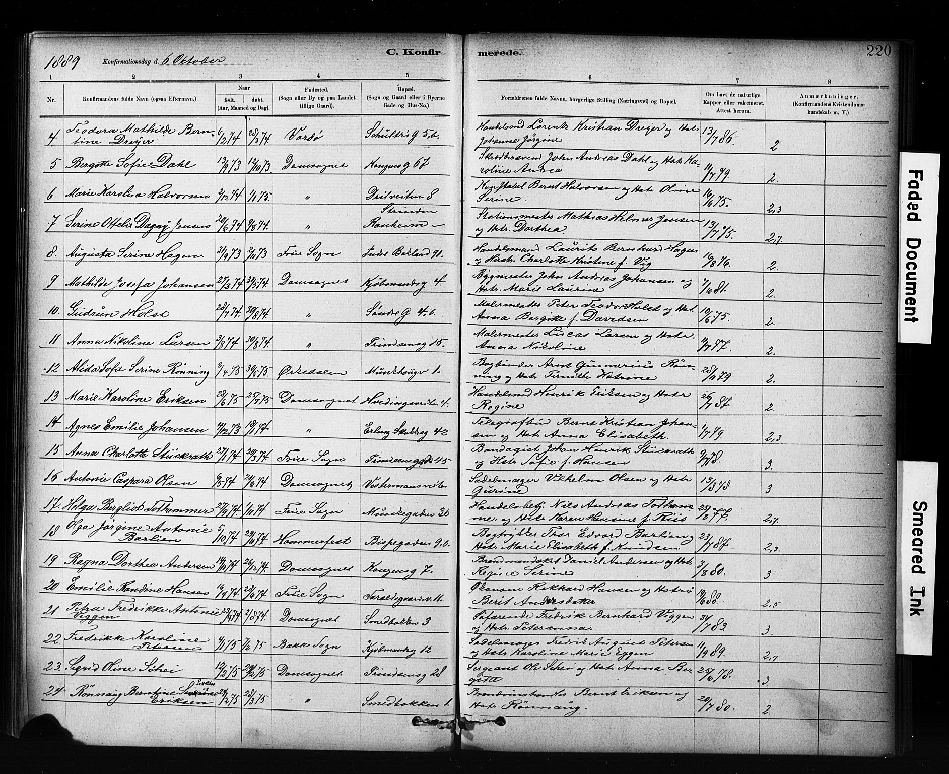 Ministerialprotokoller, klokkerbøker og fødselsregistre - Sør-Trøndelag, SAT/A-1456/601/L0071: Curate's parish register no. 601B04, 1882-1931, p. 220