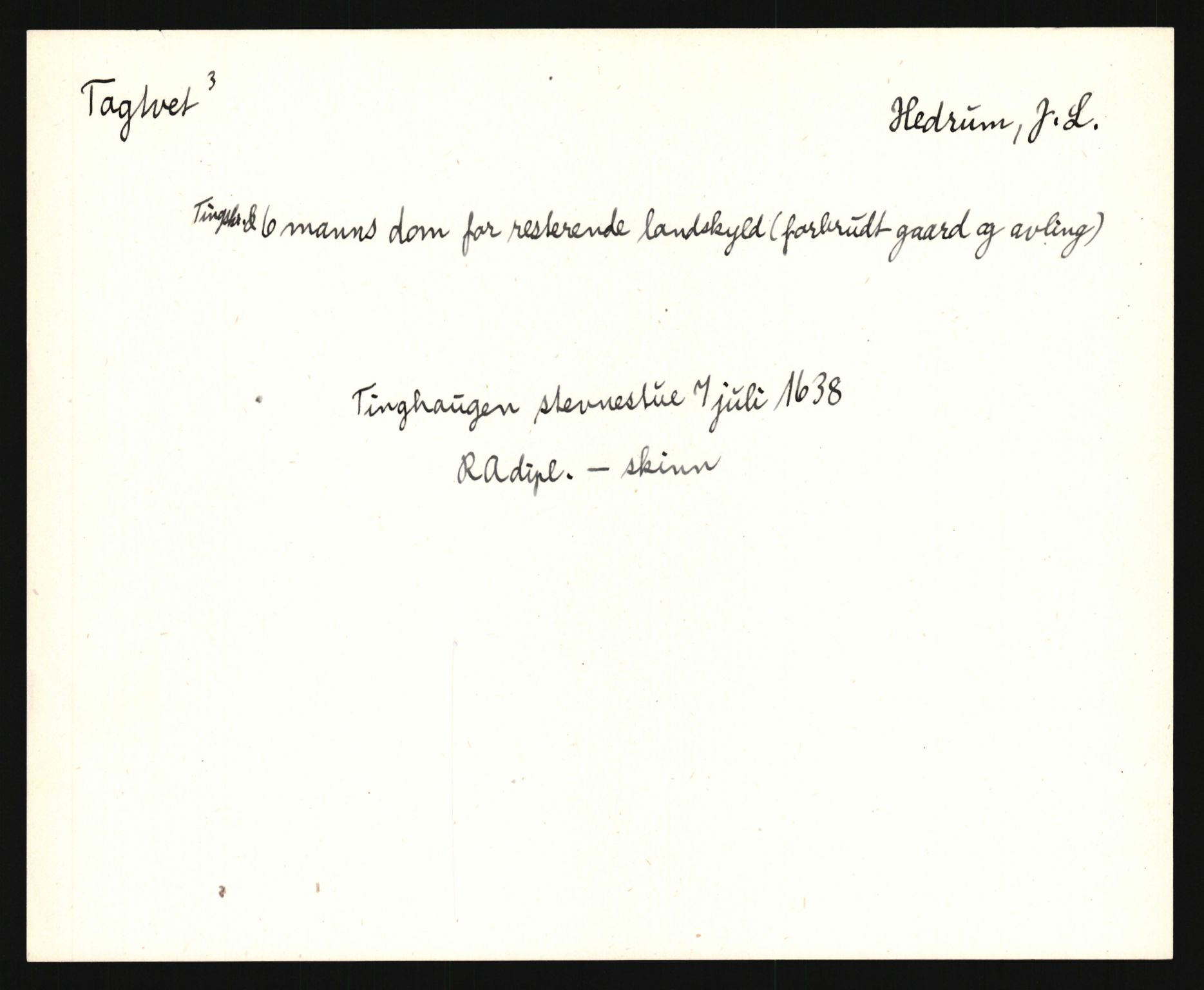 Riksarkivets diplomsamling, AV/RA-EA-5965/F35/F35e/L0019: Registreringssedler Vestfold 2, 1400-1700, p. 417