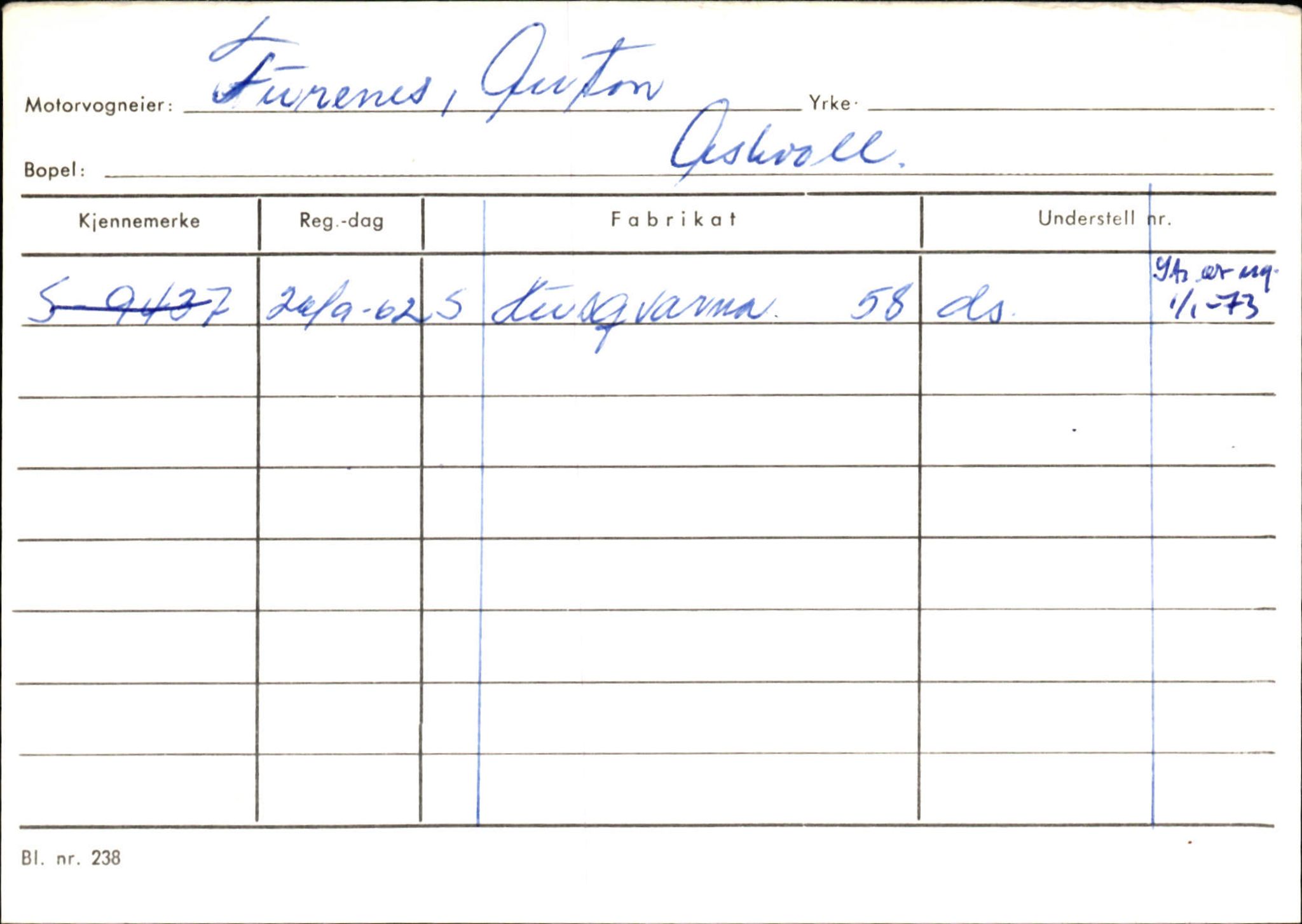 Statens vegvesen, Sogn og Fjordane vegkontor, SAB/A-5301/4/F/L0132: Eigarregister Askvoll A-Å. Balestrand A-Å, 1945-1975, p. 335