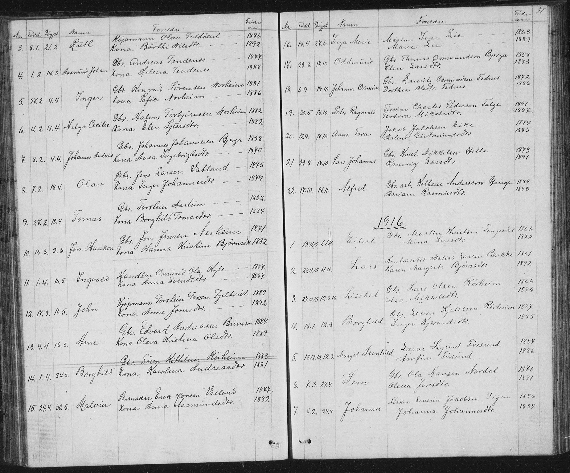 Nedstrand sokneprestkontor, AV/SAST-A-101841/01/V: Parish register (copy) no. B 2, 1848-1933, p. 57