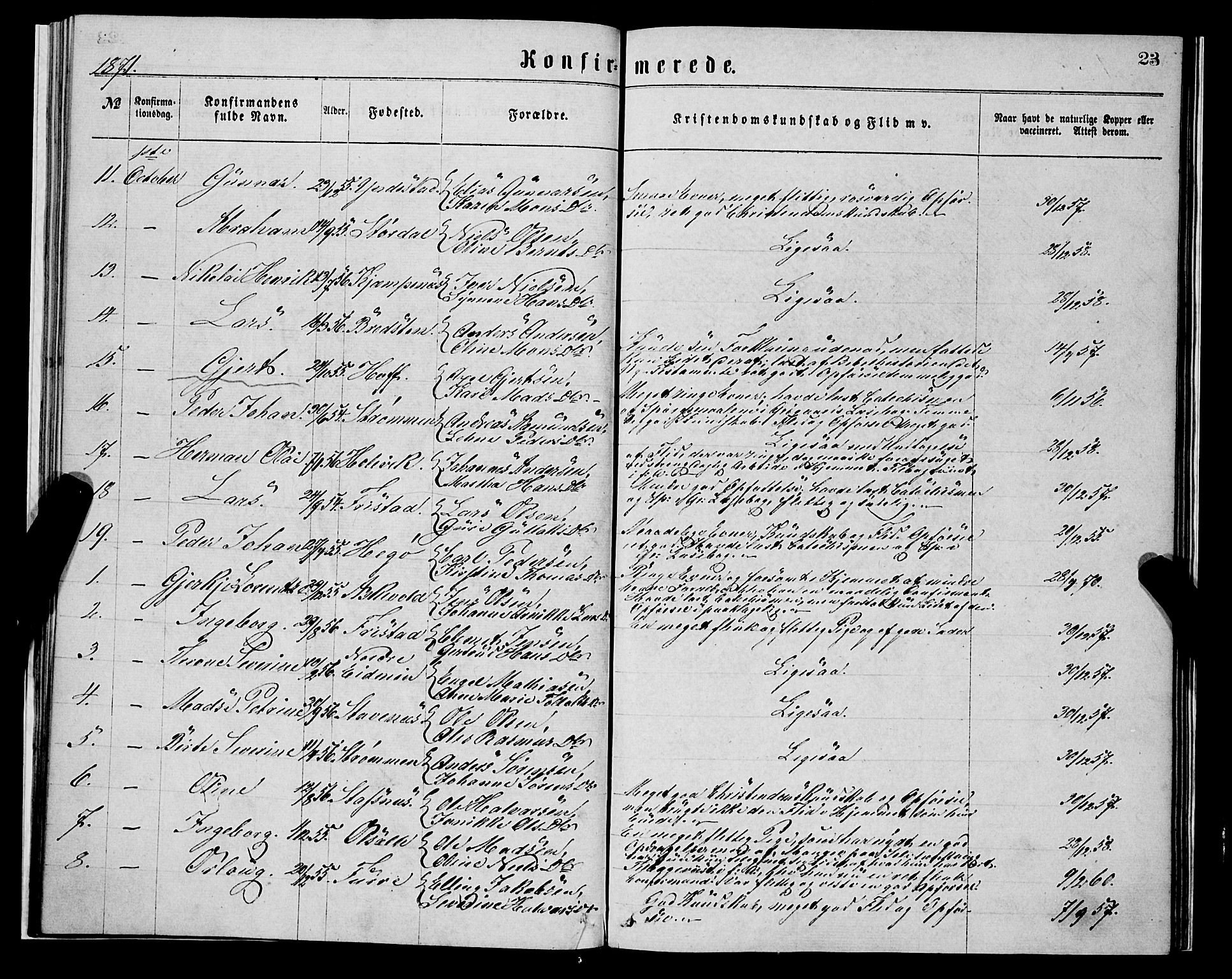 Askvoll sokneprestembete, SAB/A-79501/H/Haa/Haaa/L0013: Parish register (official) no. A 13, 1865-1878, p. 23