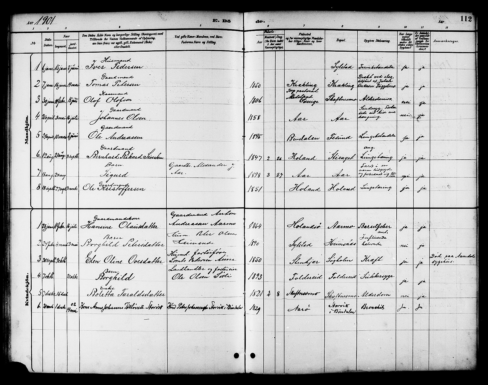Ministerialprotokoller, klokkerbøker og fødselsregistre - Nord-Trøndelag, AV/SAT-A-1458/783/L0662: Parish register (copy) no. 783C02, 1894-1919, p. 112