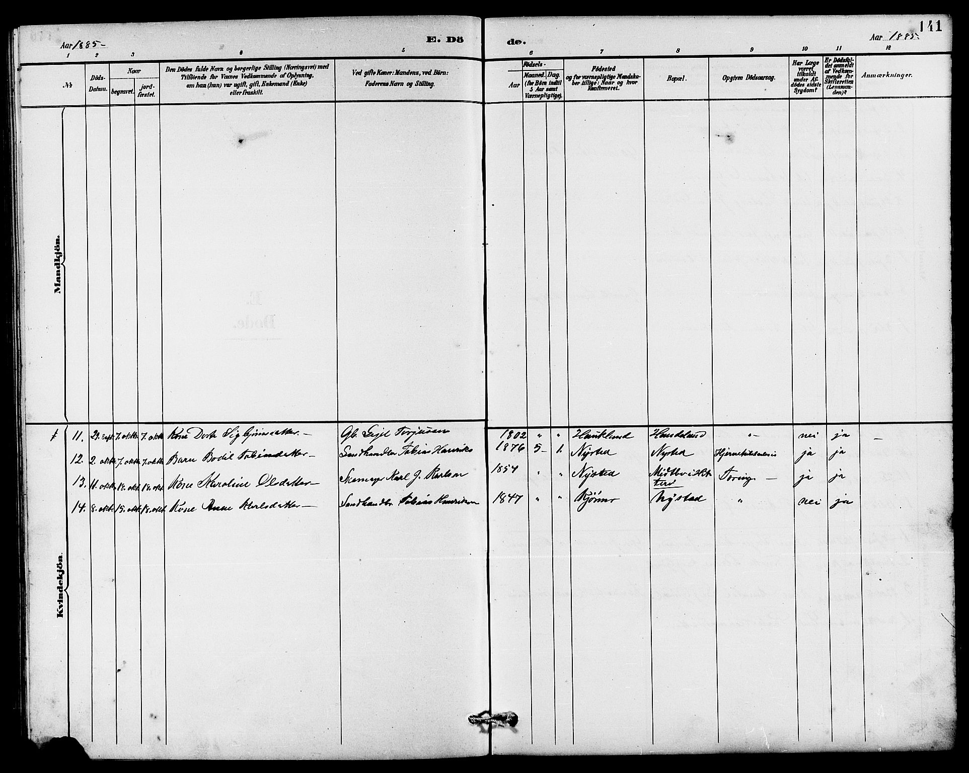 Lund sokneprestkontor, AV/SAST-A-101809/S07/L0006: Parish register (copy) no. B 6, 1885-1901, p. 141