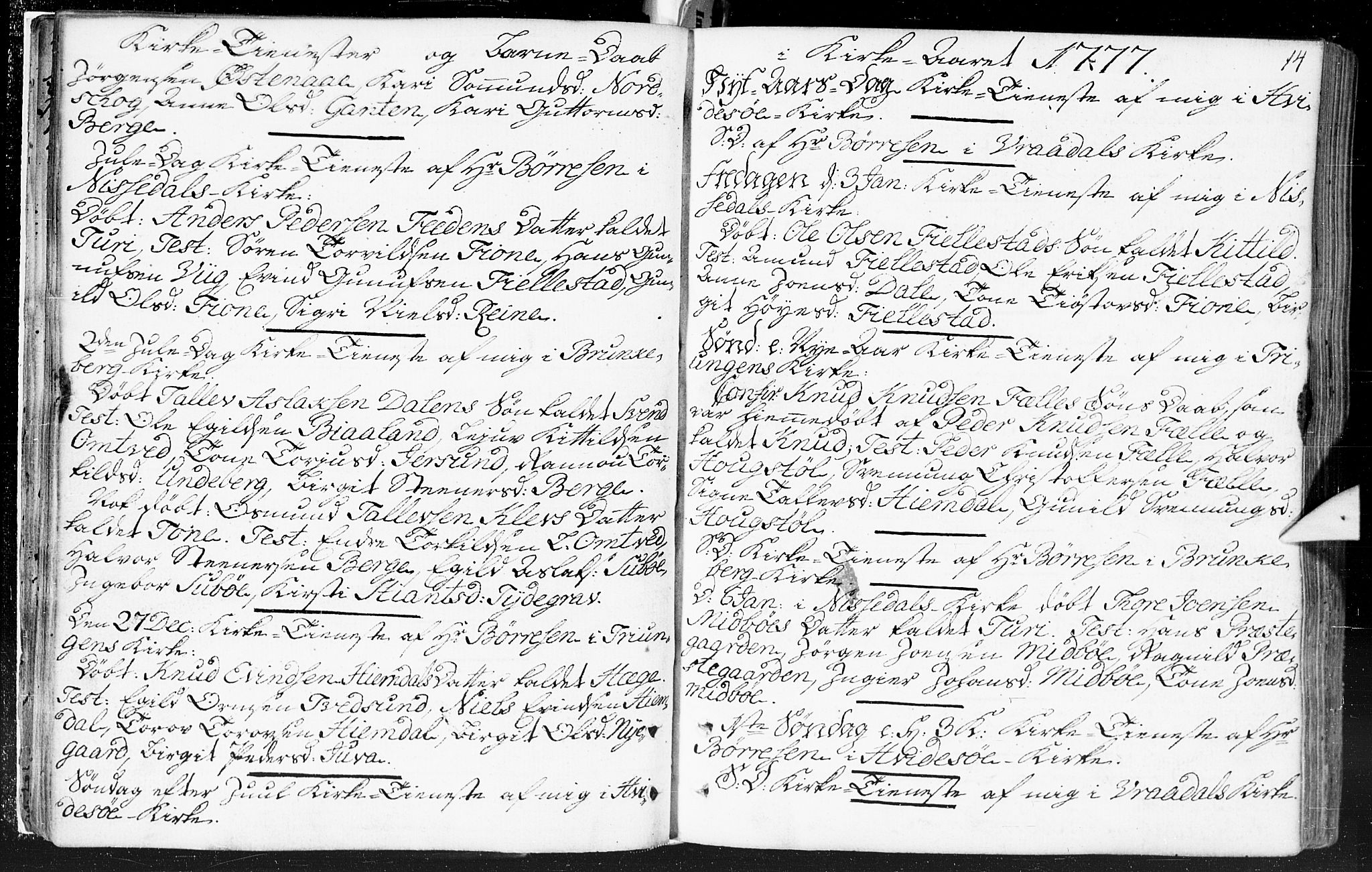Kviteseid kirkebøker, SAKO/A-276/F/Fa/L0002: Parish register (official) no. I 2, 1773-1786, p. 14