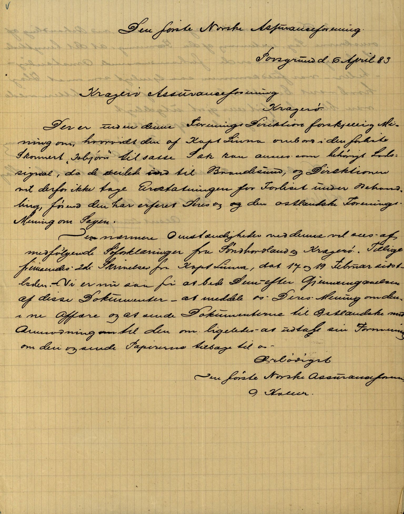 Pa 63 - Østlandske skibsassuranceforening, VEMU/A-1079/G/Ga/L0015/0013: Havaridokumenter / Venice, Isbjørn, Varnæs, Valkyrien, 1882, p. 37